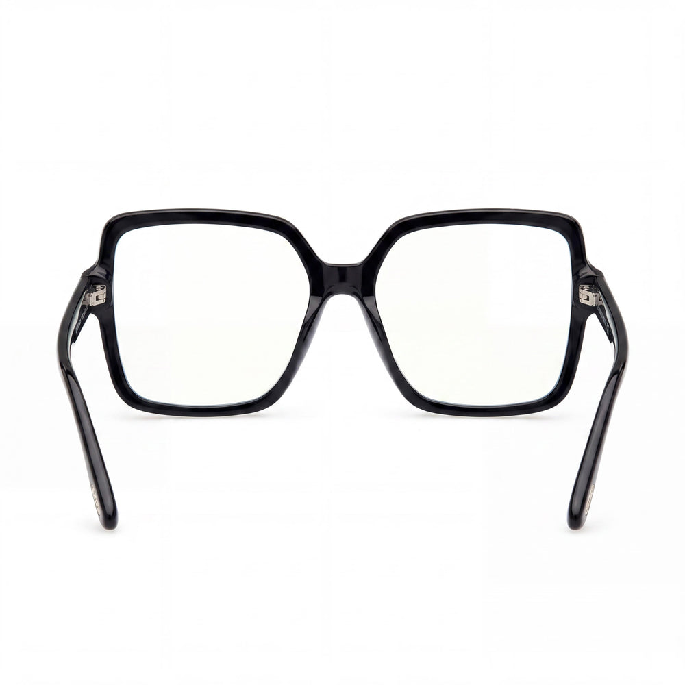 Gafas unisex Tom Ford Classic con montura de plástico, filtro azul y negro brillante, lentes negras (56-17-140 mm)