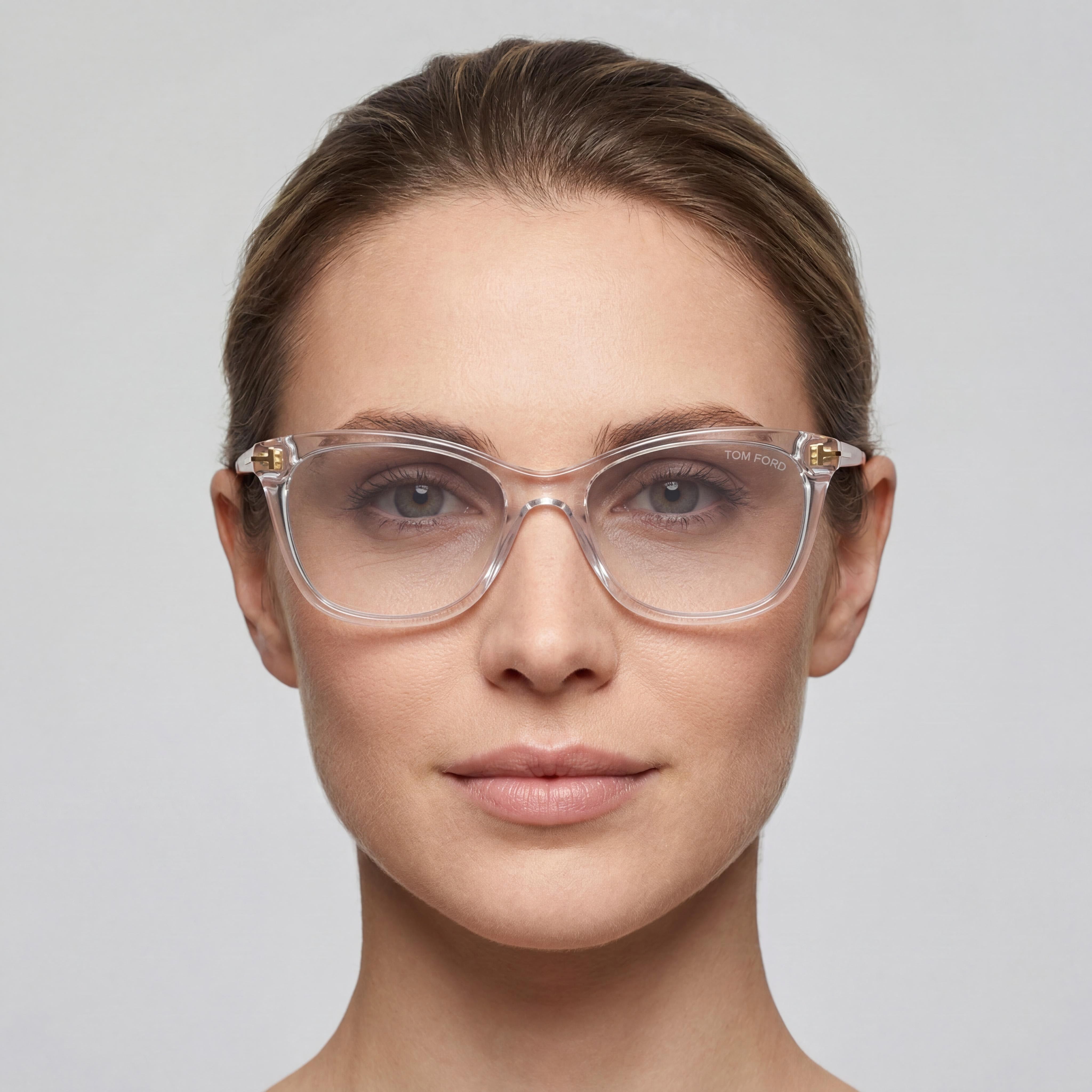 Tom Ford ft5353_026_52 Women's Plastic Eyeglasses, Crystal & Brushed Gold Frame, Clear Lenses, 52mm, Photo 4