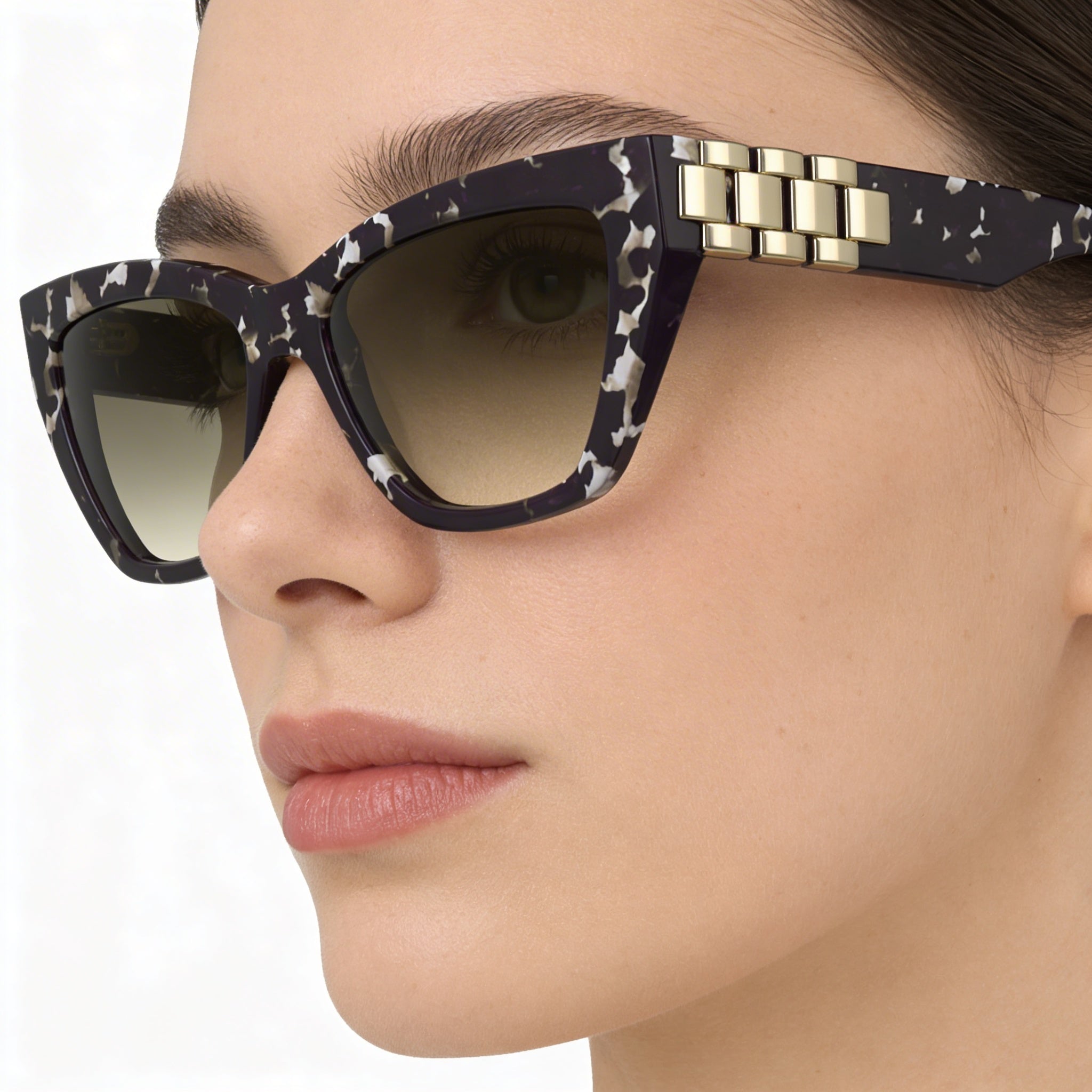 Gafas de sol modernas Victoria Beckham para mujer con montura de acetato color Havana negro y lentes de policarbonato de 55 mm, Photo 4