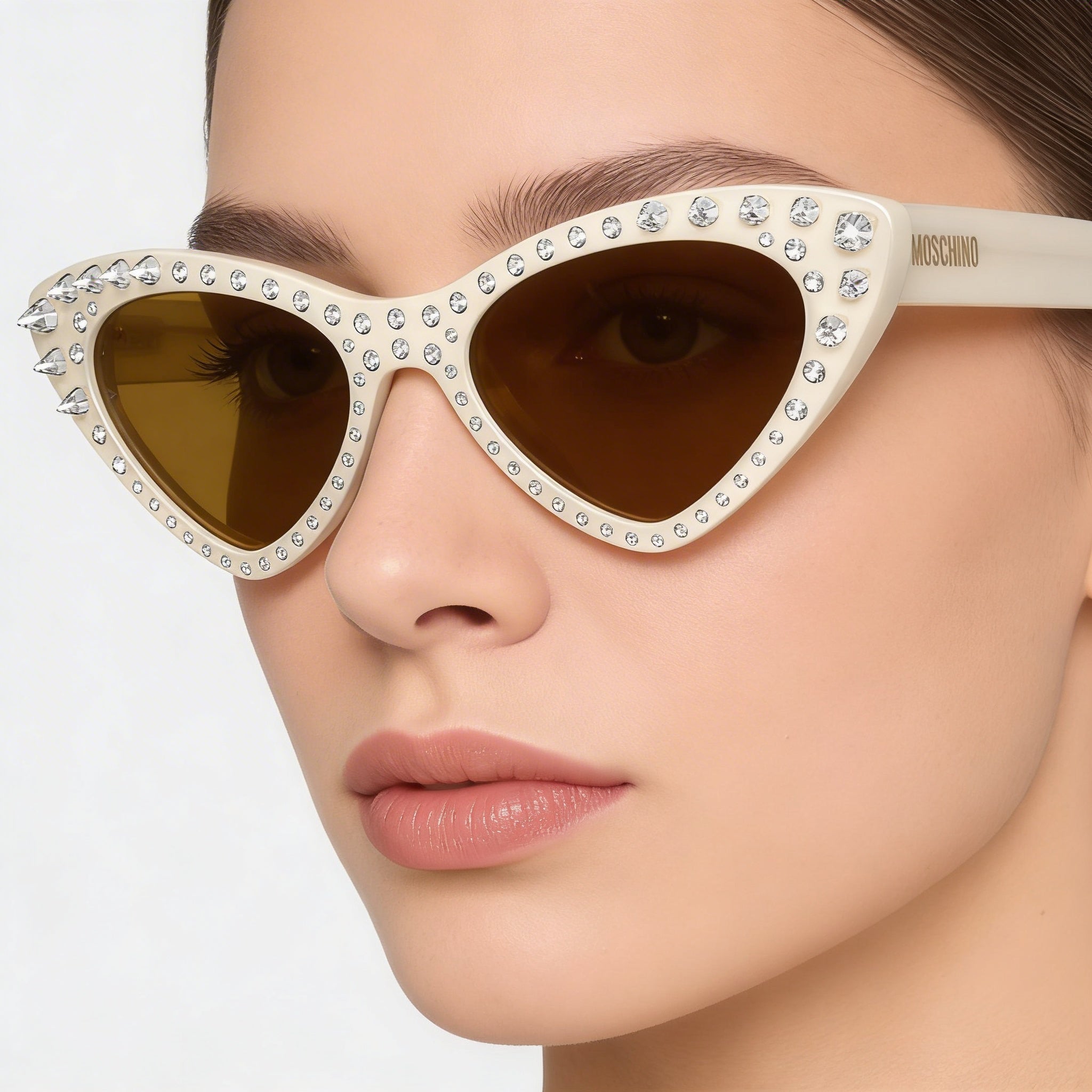 Gafas de sol Moschino clásicas de acetato para mujer, marrón marfil, protección UV, 52 mm de ancho de lente, Photo 4
