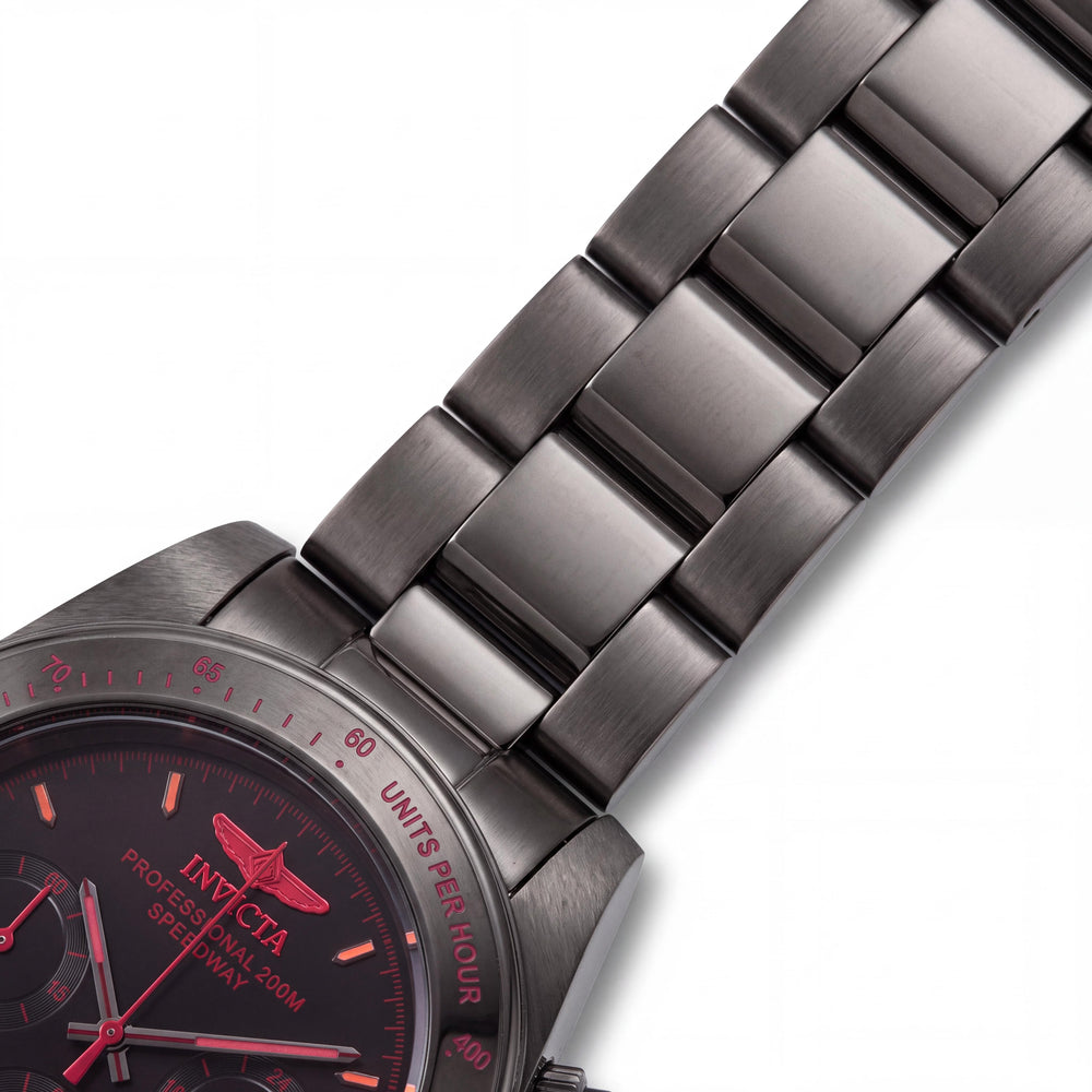 Invicta Speedway Men's Chronograph Quartz Stainless Steel Watch 39.5mm Black Dial with Black & Red Bezel