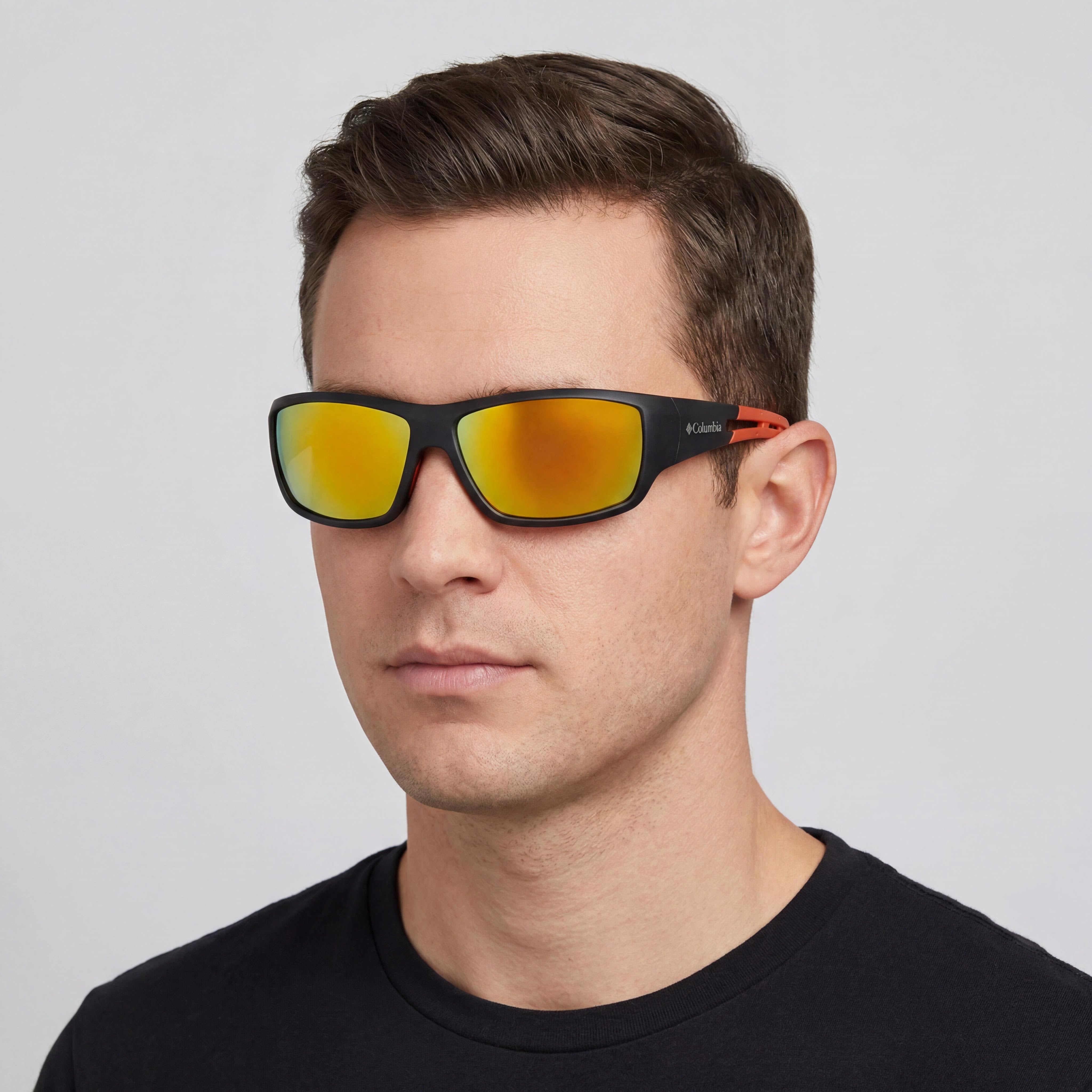 Columbia Utilizer Men's Polarized UV Protection Wrap Around Sunglasses Matte Black Orange 62mm, Photo 5