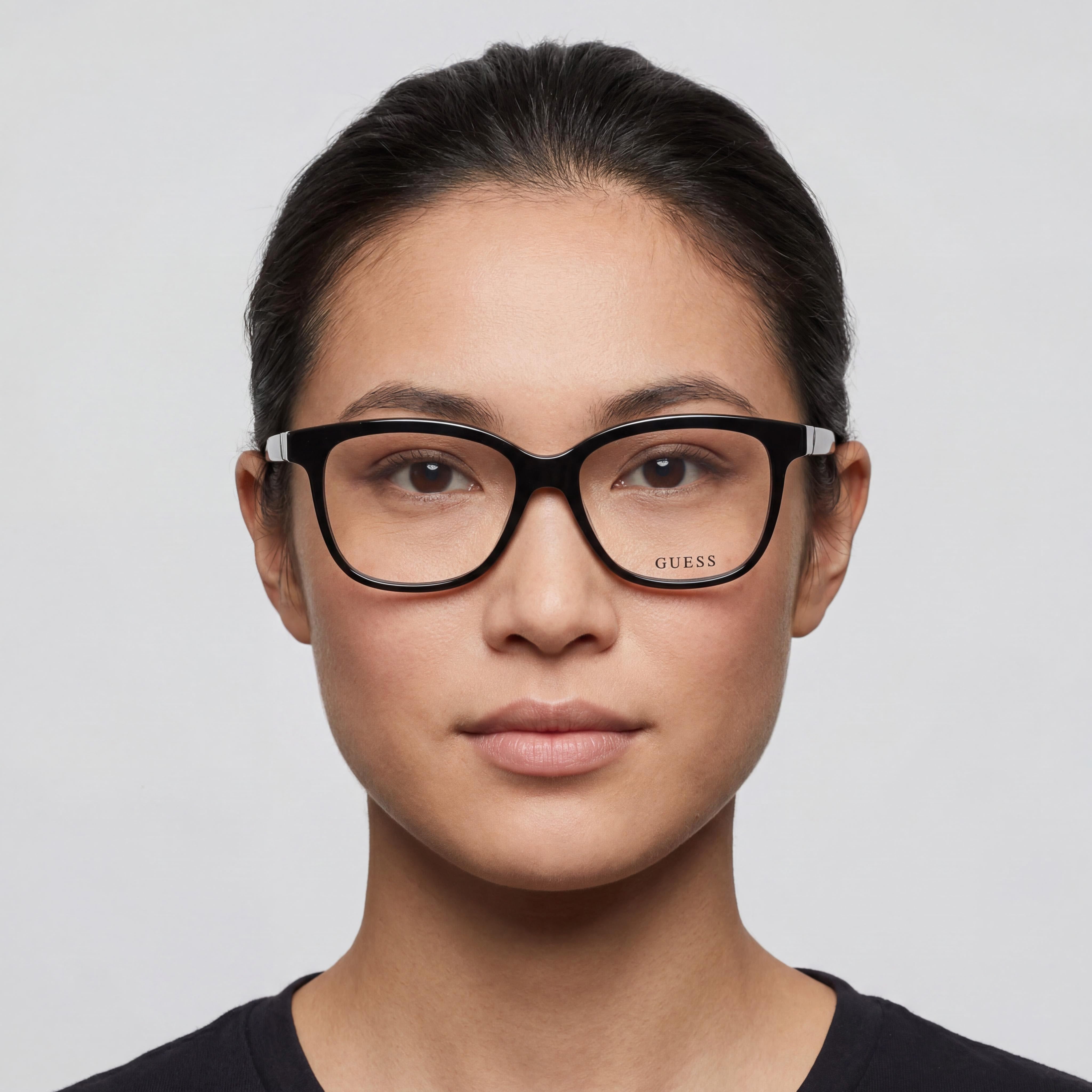 GUESS Classic GU5220 Unisex Square Full-Rim Plastic Eyeglasses Shiny Black (51mm Lens / 15mm Bridge / 140mm Temple), Photo 4