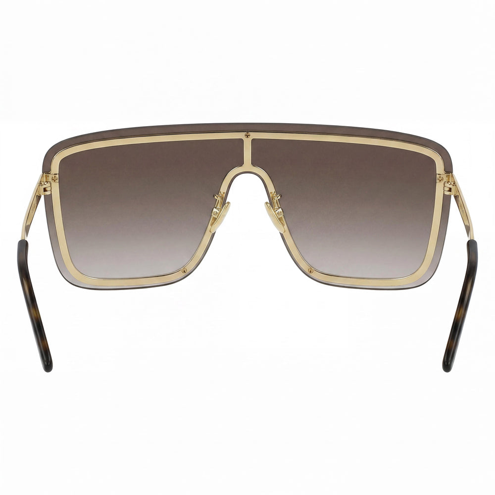 Gafas de sol Saint Laurent SL 364 Mask unisex de acetato dorado, montura marrón habana, lentes marrones doradas y protección UV, 99-01-140
