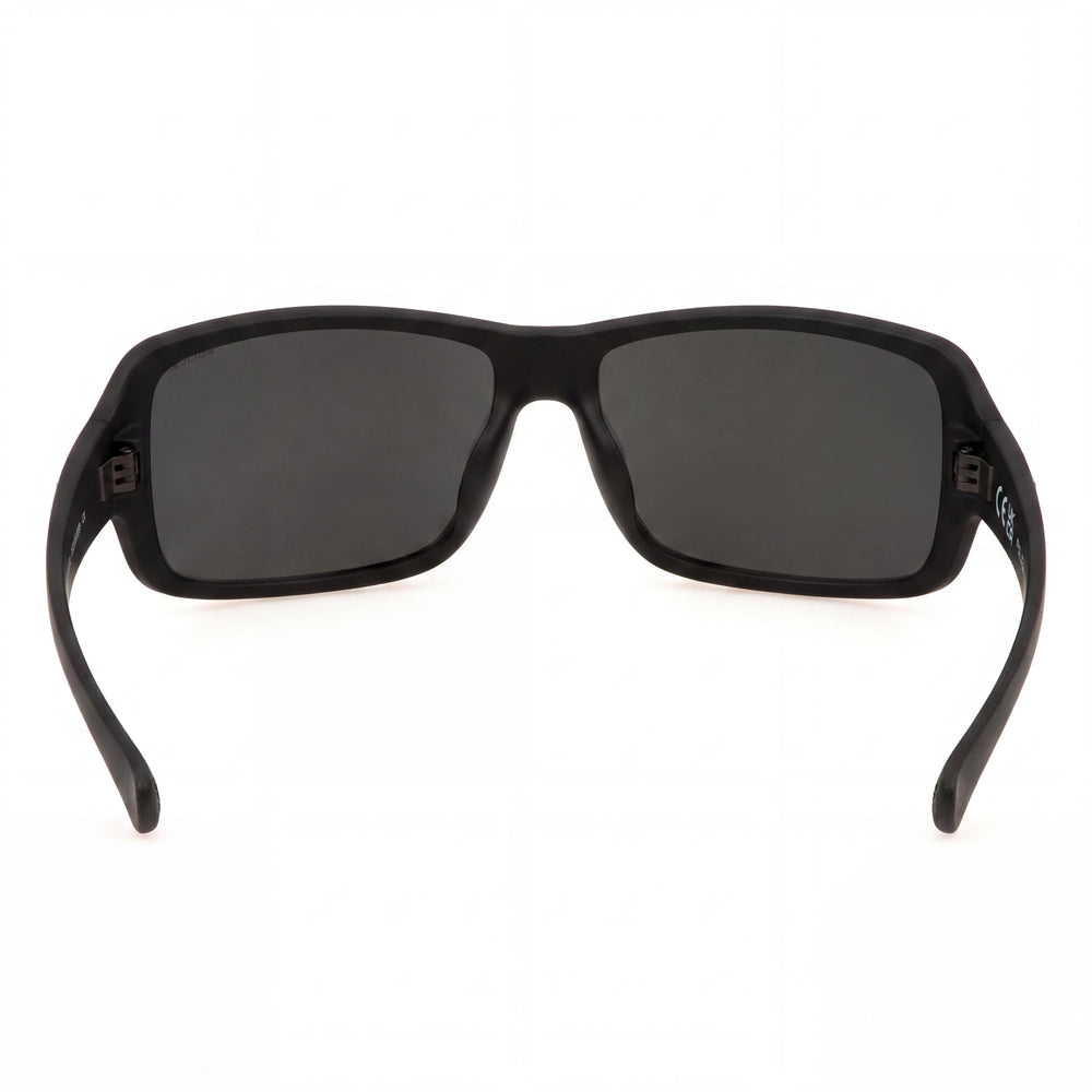 Gafas de sol Police Casual para hombre con montura inyectada, montura negra mate, lentes de policarbonato ahumado, 65-14-115 mm