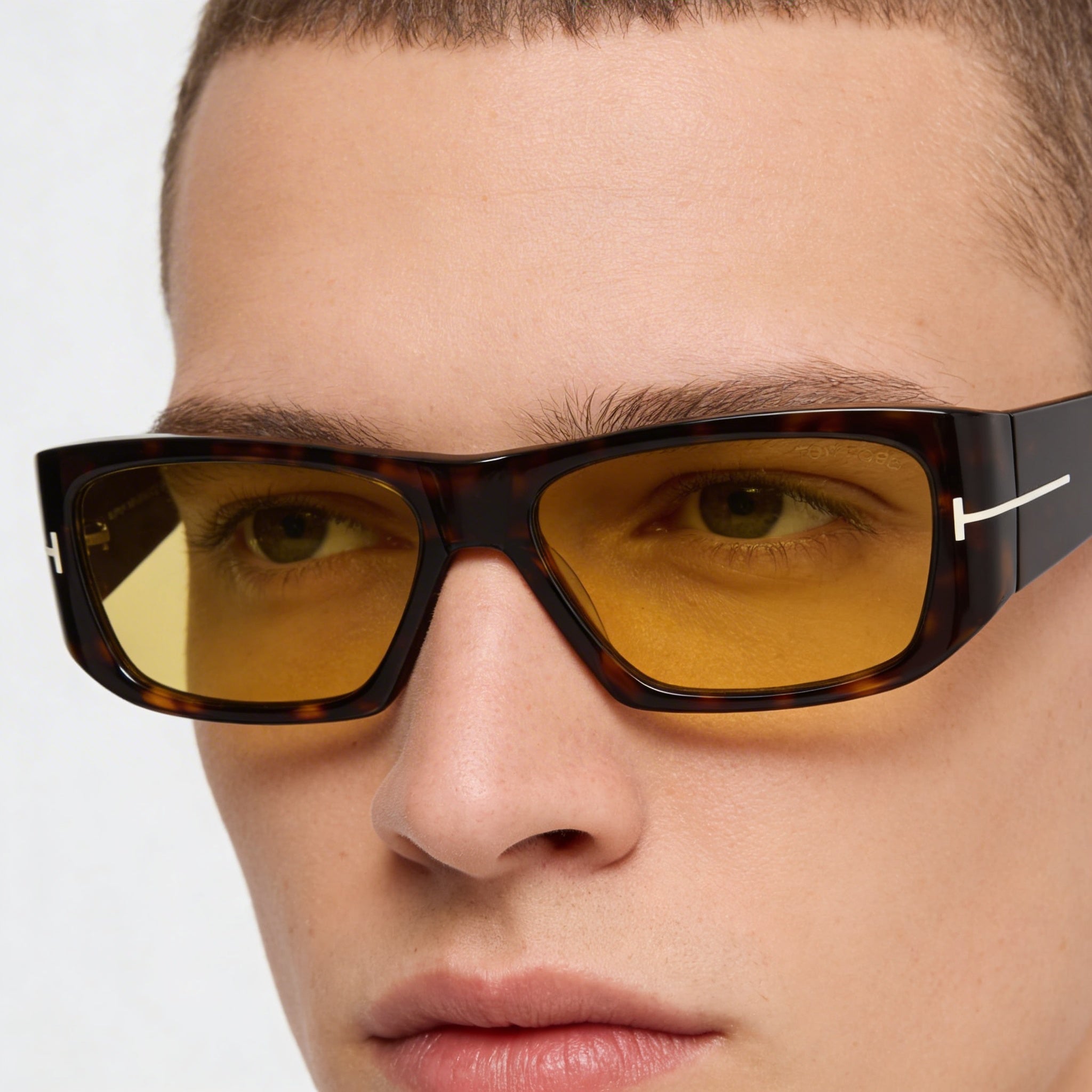 Tom Ford Andres FT0986 Unisex Square Full-Rim Plastic Tortoise Frame Yellow 100% UV Sunglasses 56mm, Photo 3
