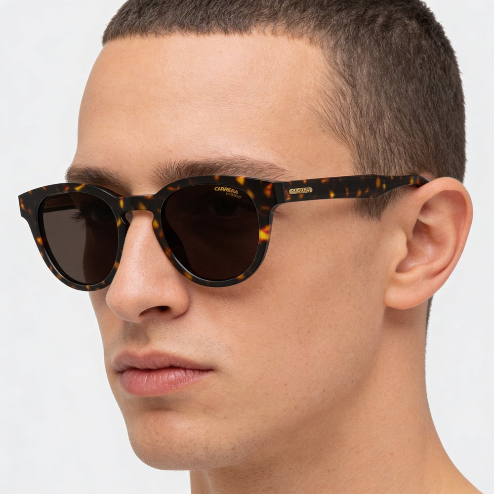 Gafas de sol Carrera 252 para hombre, montura ovalada de plástico, montura marrón habano oscuro, lentes de policarbonato marrón de 50 mm