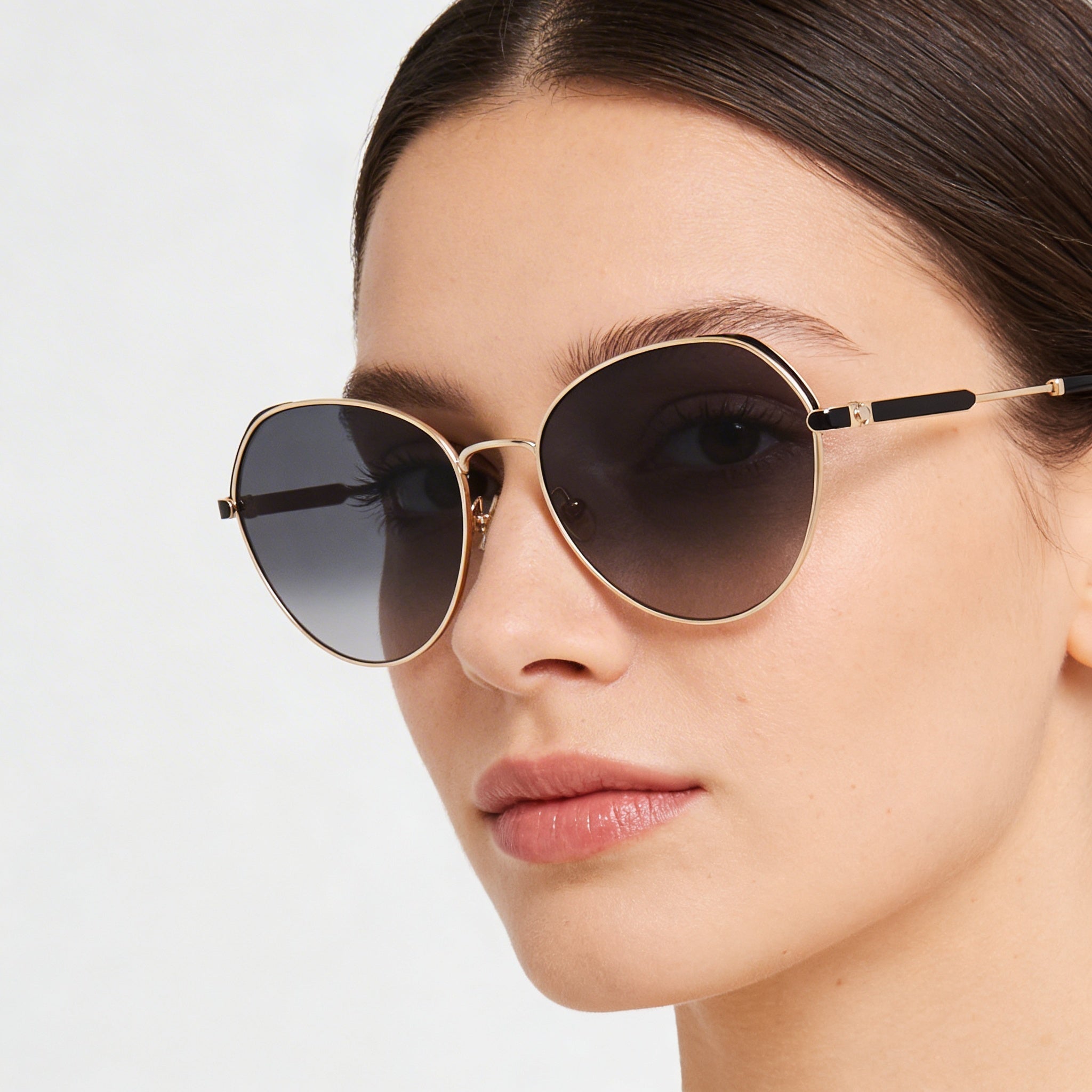Gafas de sol Kate Spade New York Octavia redondas de acero inoxidable para mujer, 59 mm, montura dorado, negro y gris, lentes sombreados en gris oscuro, Photo 4