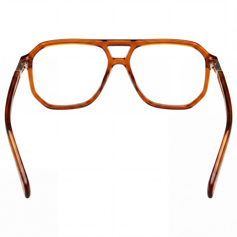 Gafas ópticas Guess modernas unisex, montura de plástico de borde completo brillante de color marrón claro, 57-14-145 mm