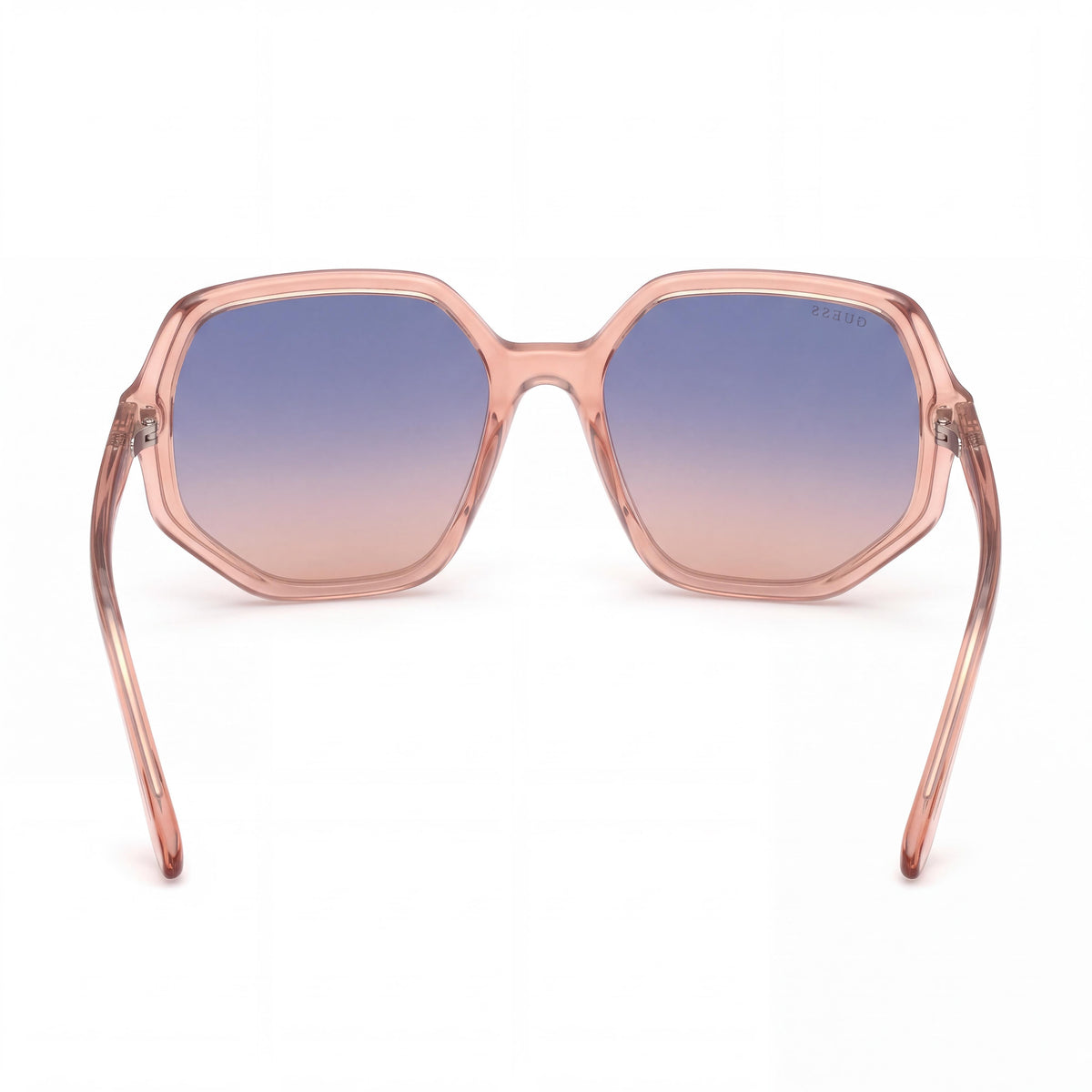GUESS Geometric GU7773 Women's Pink Plastic Square Non-Polarized Sunglasses with Gradient Blue Lenses, 100% UV Protection, 58mm, Photo 4