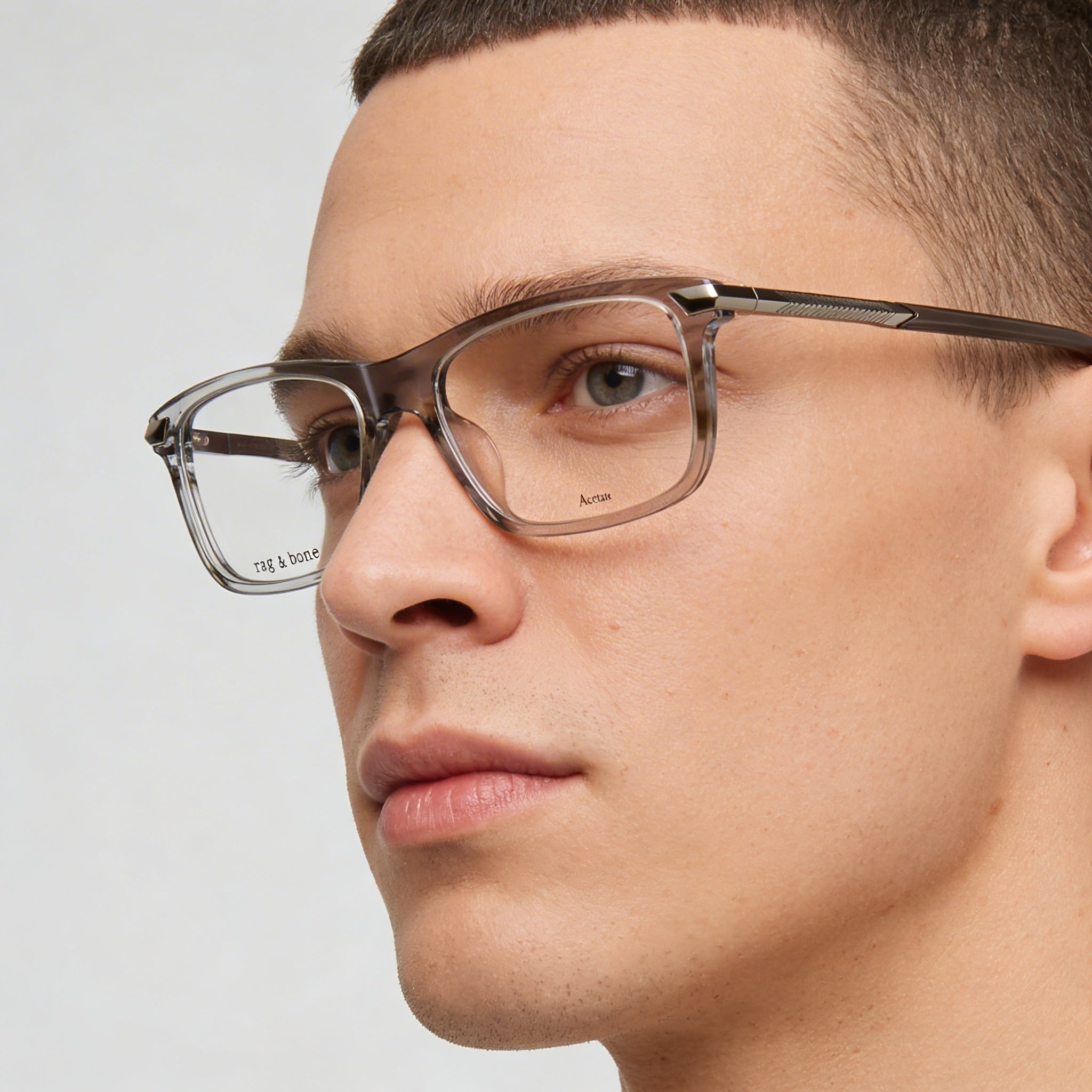 Rag & Bone Modern Men's Acetate Frame Sunglasses with Polycarbonate Lenses in Grey Horn - 54mm, Photo 5