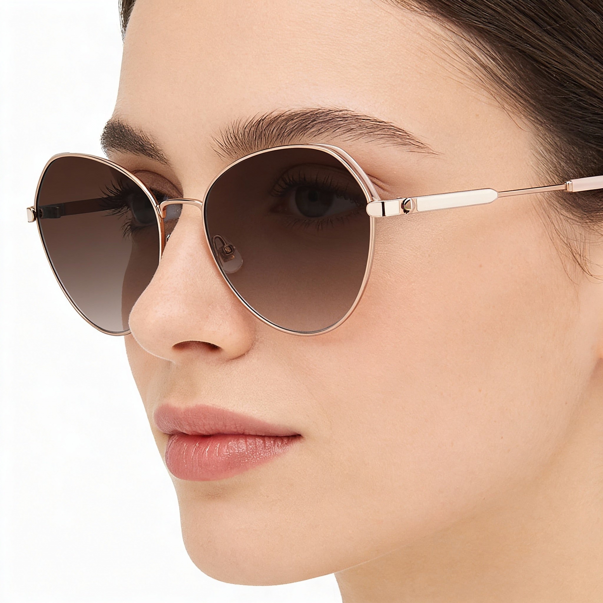 Kate Spade New York Octavia/G/S Women's Stainless Steel Red Gold Frame Brown Gradient Lens 59mm Non-Polarized UV Protection Sunglasses, Photo 4