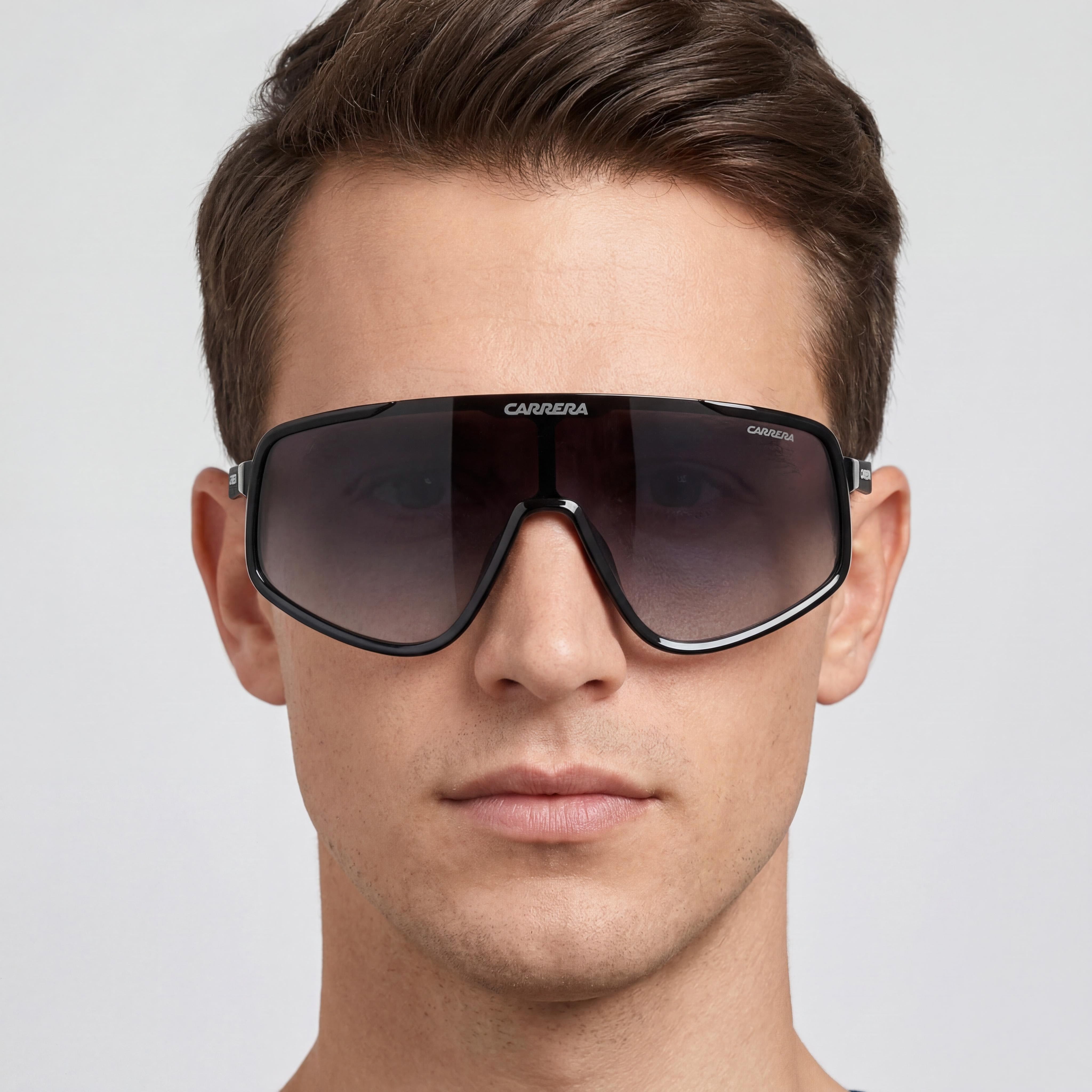 CARRERA SUN Gafas de sol informales para hombre, negras, gris oscuro sombreado, poliamida ecológica, sin polarizar, protección UV, 99 mm, Photo 4