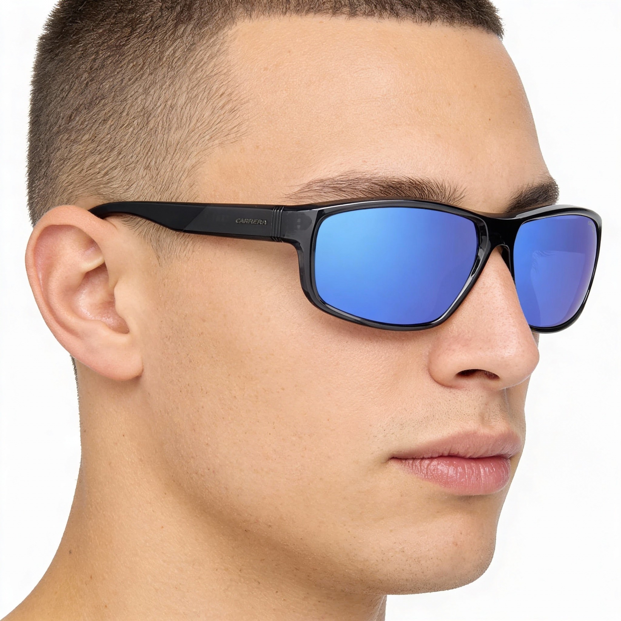 Carrera Men's 8038/S Rectangular Plastic Gray Multi Blue Non-Polarized UV Protection Sunglasses 61mm, Photo 4