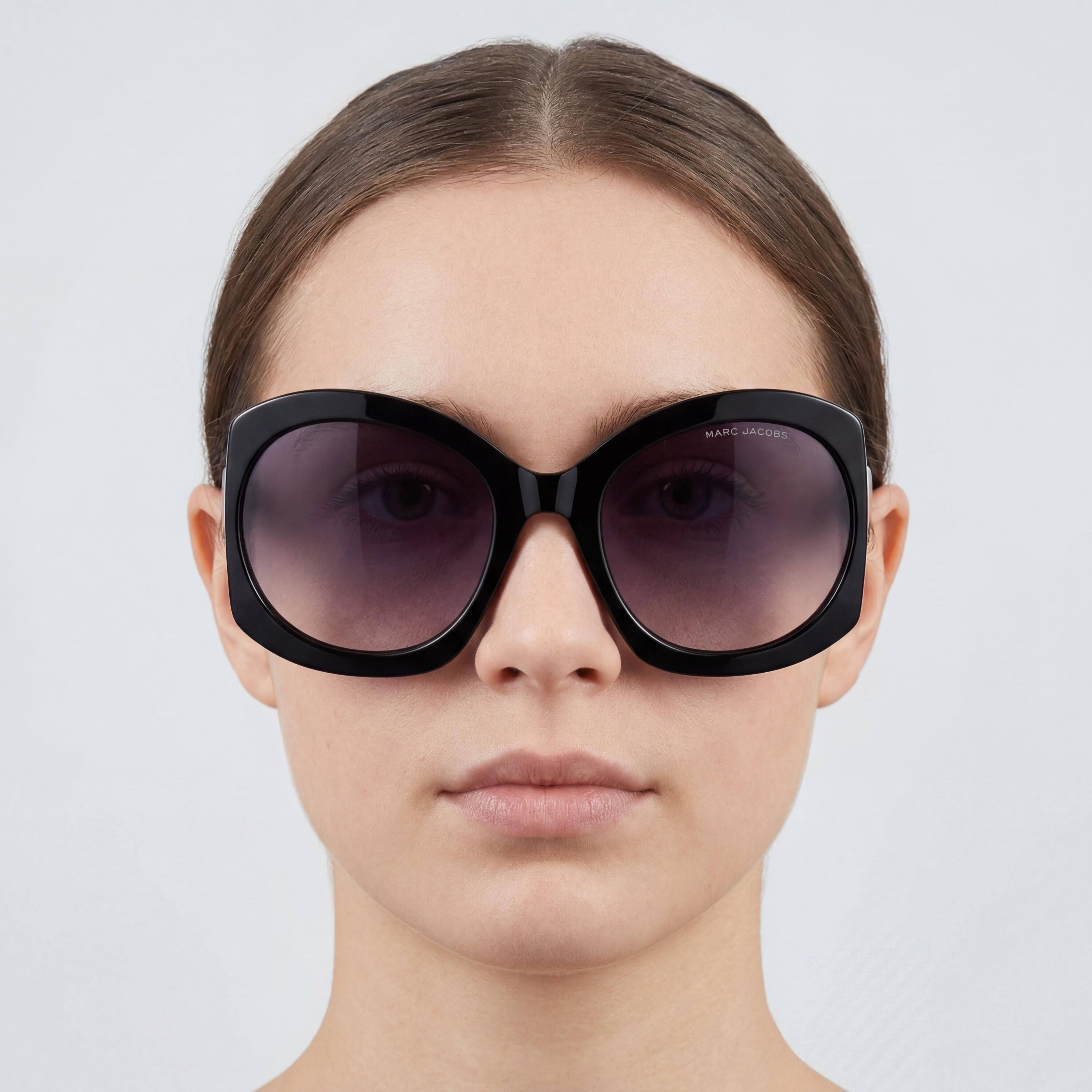Marc Jacobs Marc 722/S Women's Sunglasses with Black Gold Acetate Frame and Dark Grey Shaded Lenses 56mm, Photo 4