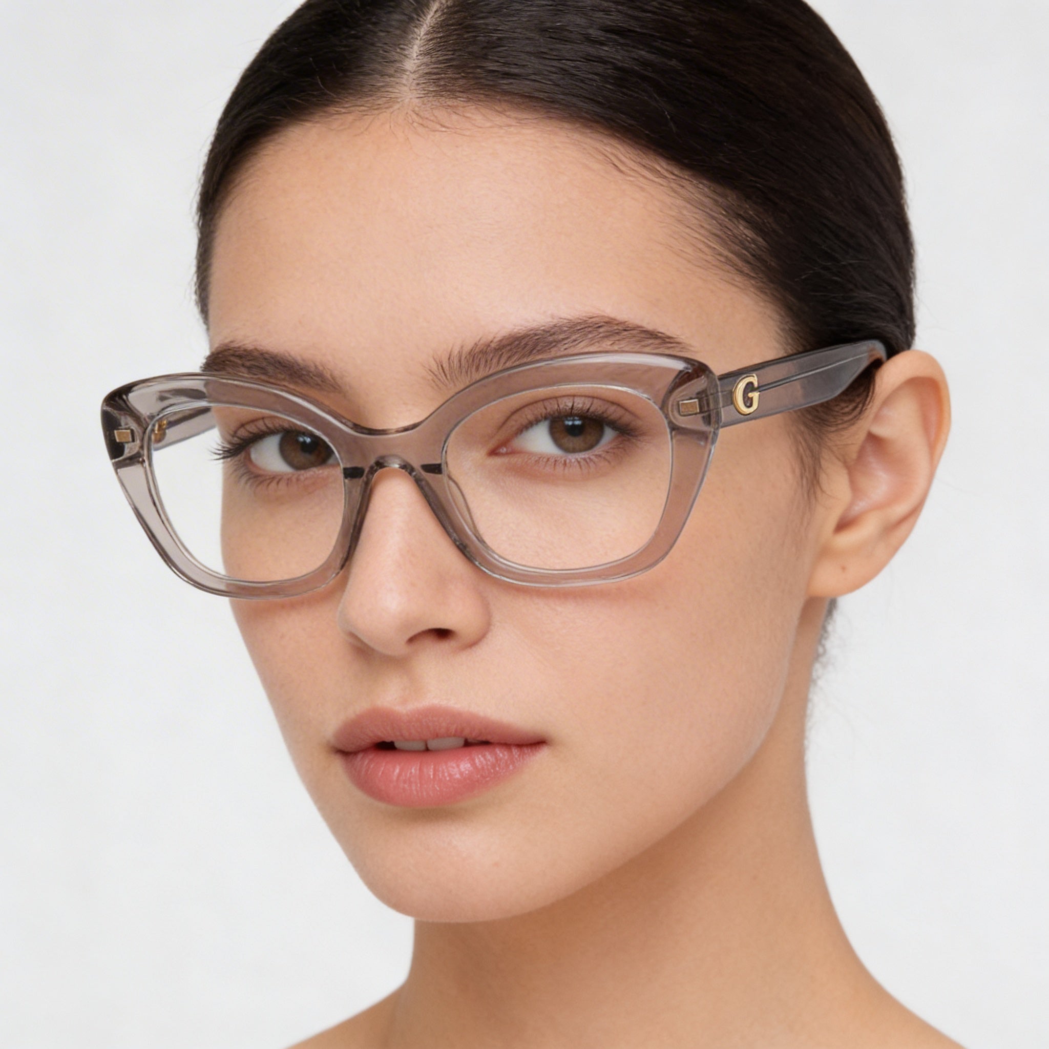 Guess Gu50225 Women's Shiny Grey Plastic Eyewear with Transparent Non- Polycarbonate Lenses, 51mm Lens Width, Photo 5