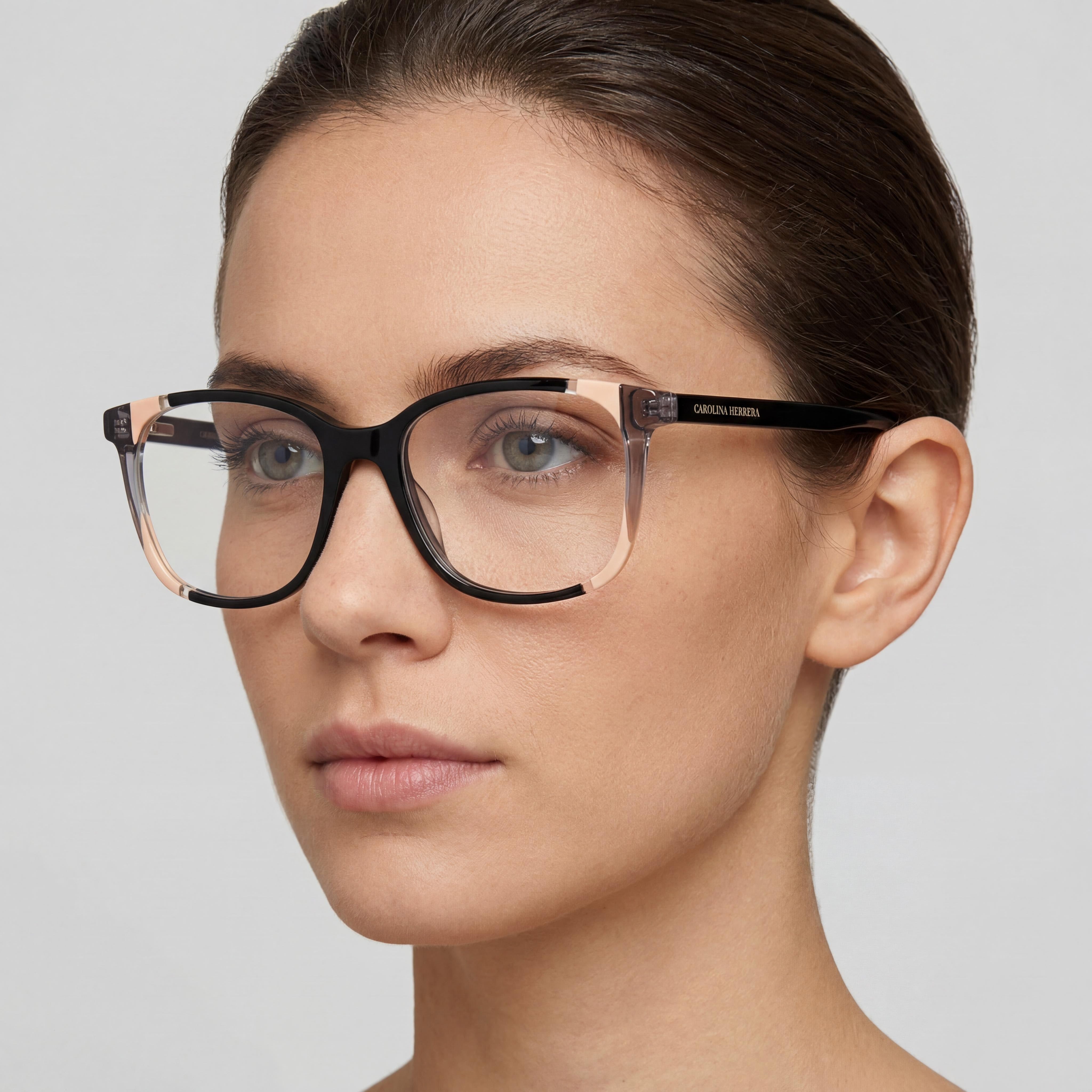 Carolina Herrera Modern Women's Acetate Frame Optical Eyeglasses in Black Nude, Size 52-17-145, Photo 4