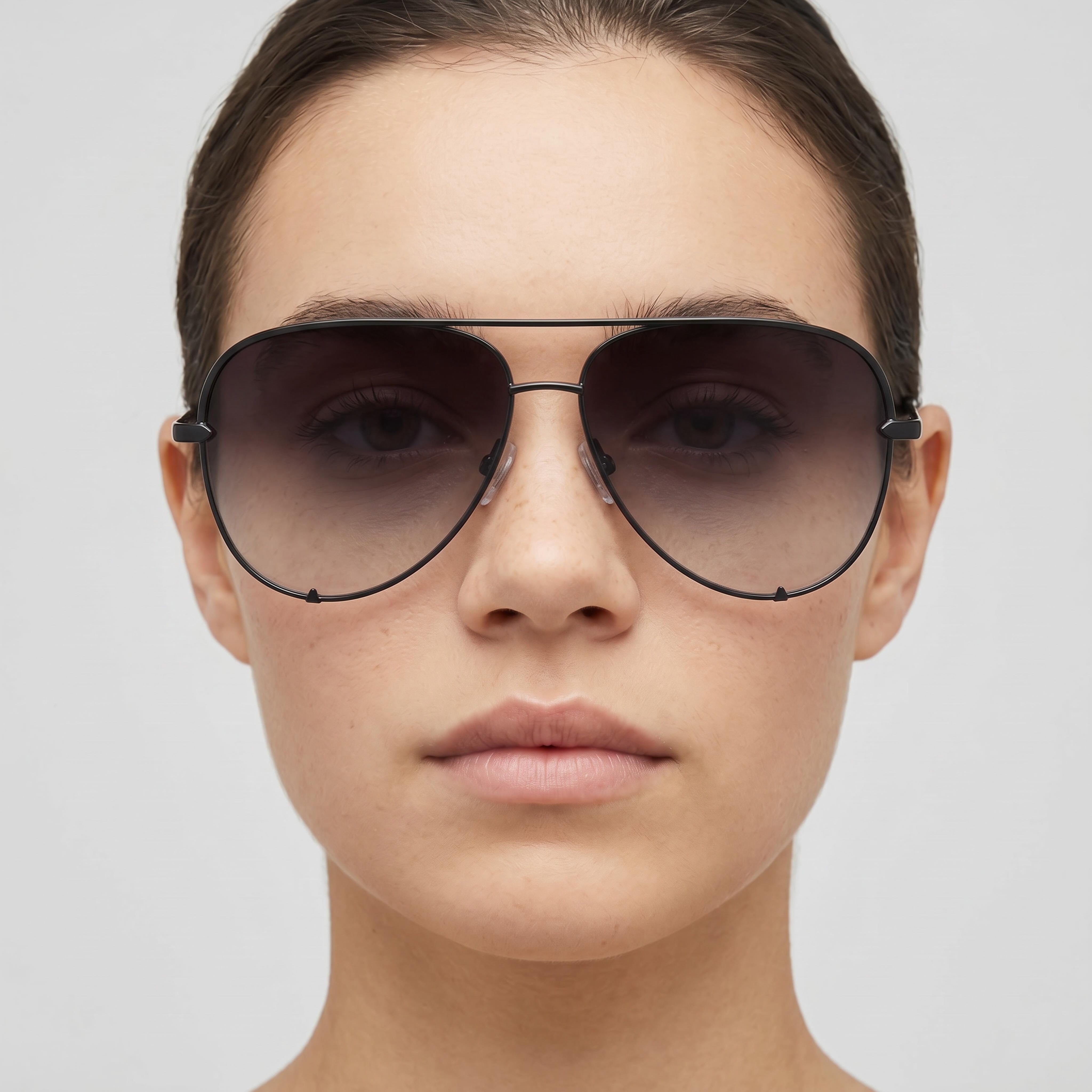 Gafas de sol de metal Quay Australia High Key extragrandes para mujer, negras degradadas, polarizadas, con protección UV, 64 mm, Photo 5