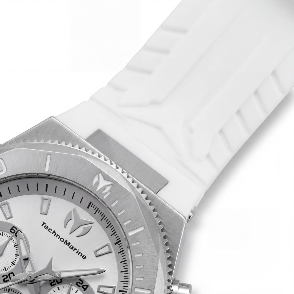 Reloj cronógrafo de cuarzo Technomarine Manta TM-224015 para hombre, de acero inoxidable, con correa de silicona, plateado, 49 mm