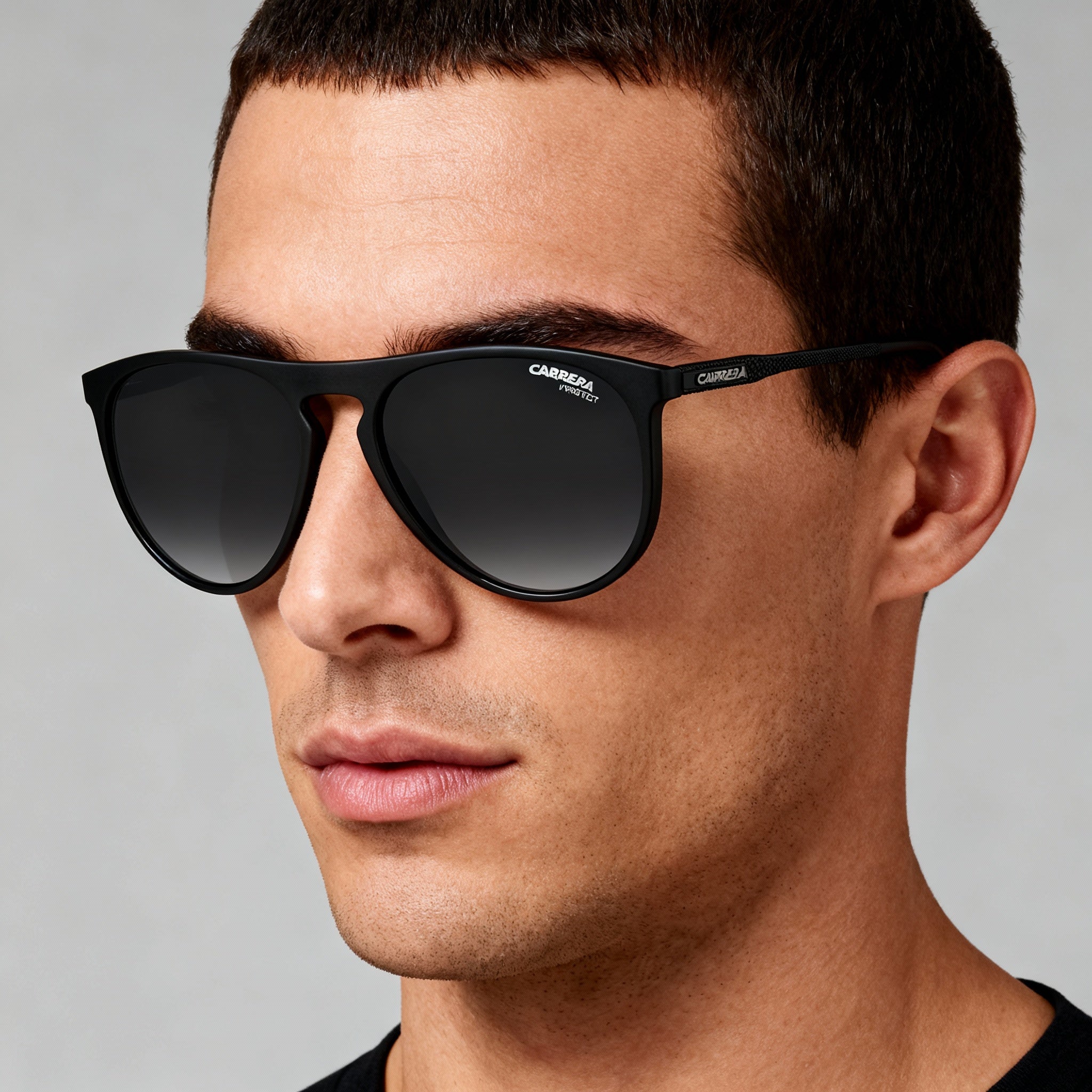 Carrera Classic Unisex Sunglasses - Matte Black Polyamide, Grey Gradient Polycarbonate Lenses, UV Protection, 57mm, Photo 4