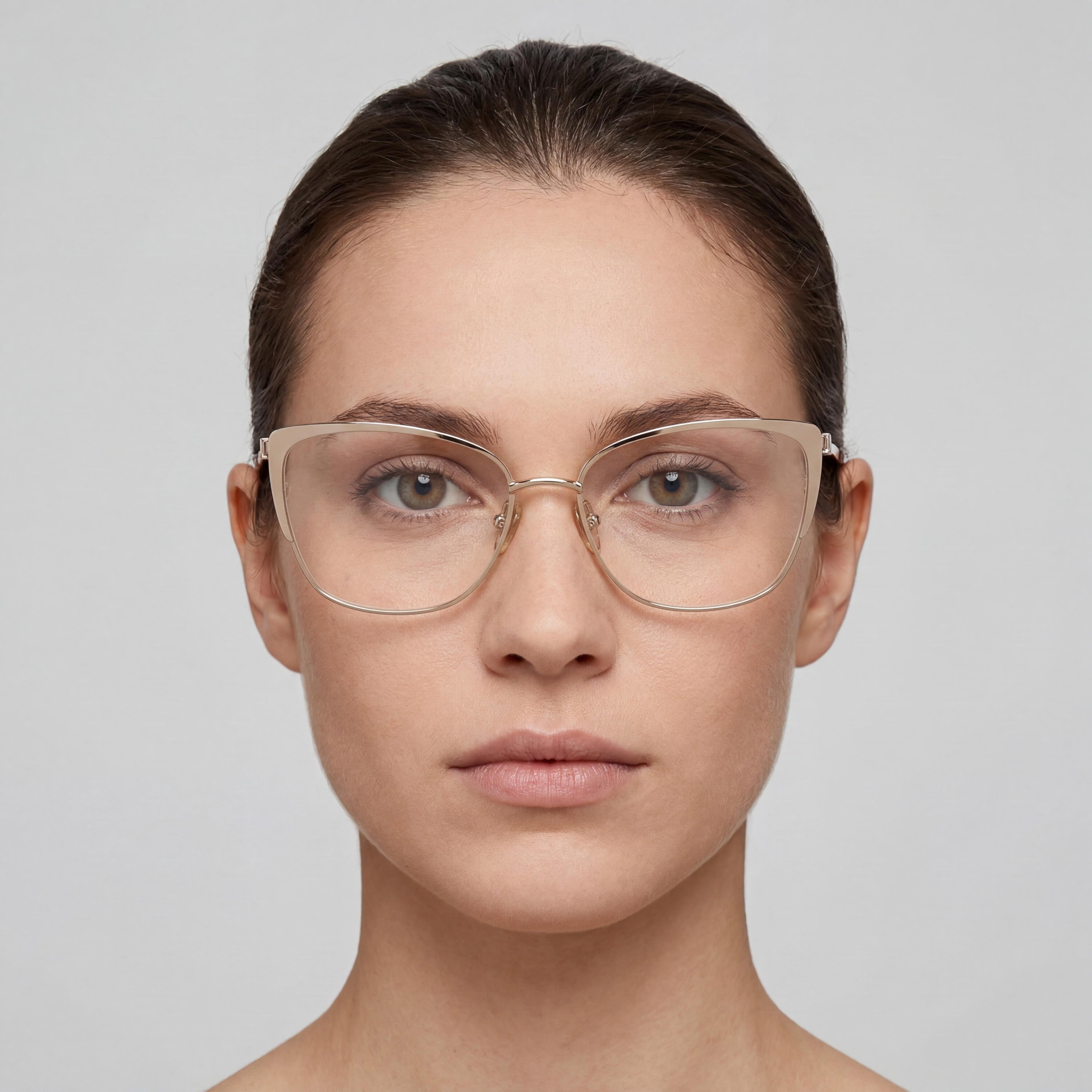 MaxMara Modern Women's Metal Frame Eyeglasses, Shiny Rose Gold With Ivory Enamel Frame, Shiny Rose Gold Lens, 55mm, Photo 5