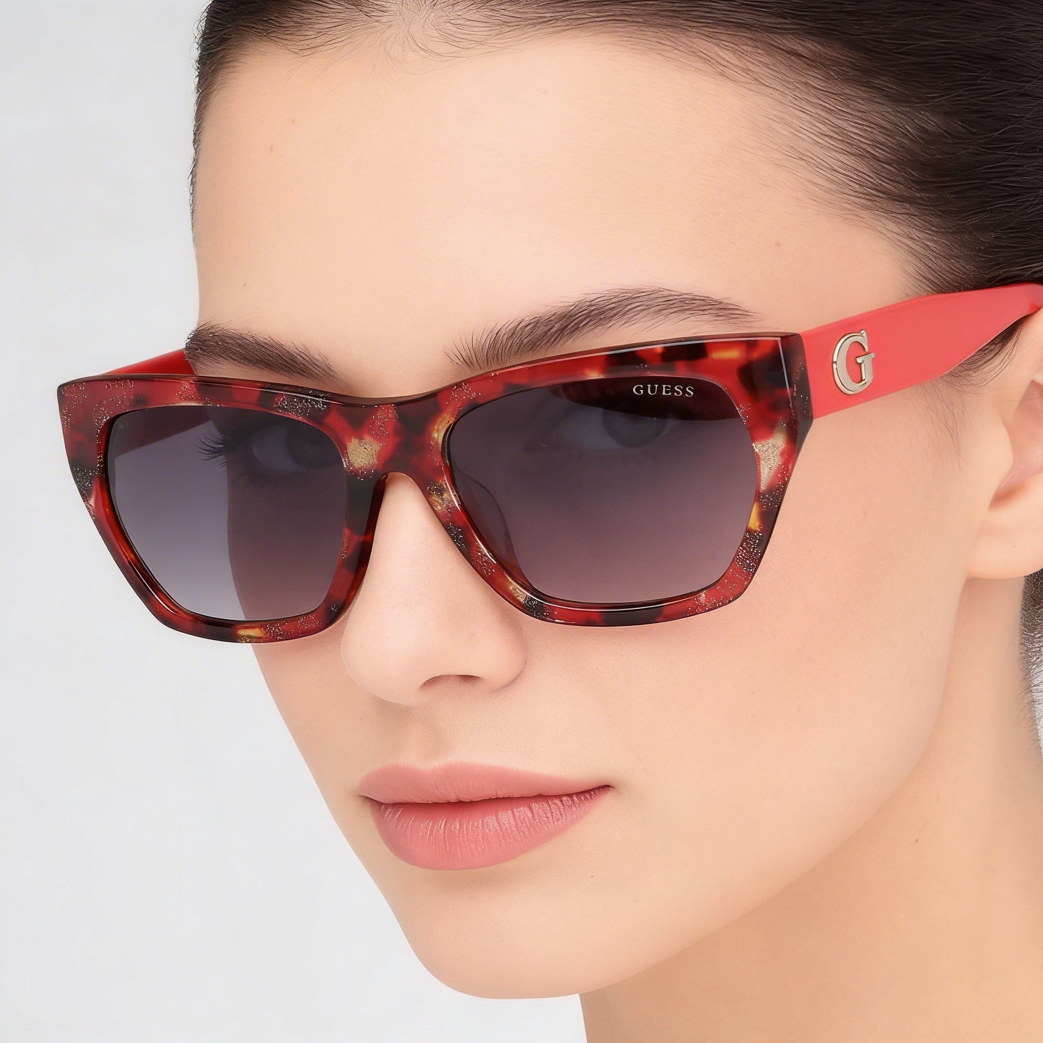 Gafas de sol Guess Comtemporary para mujer, color rojo habana/rojo claro brillante, acetato, degradado, ahumado, sin polarizar, protección UV, 56 mm, Photo 3