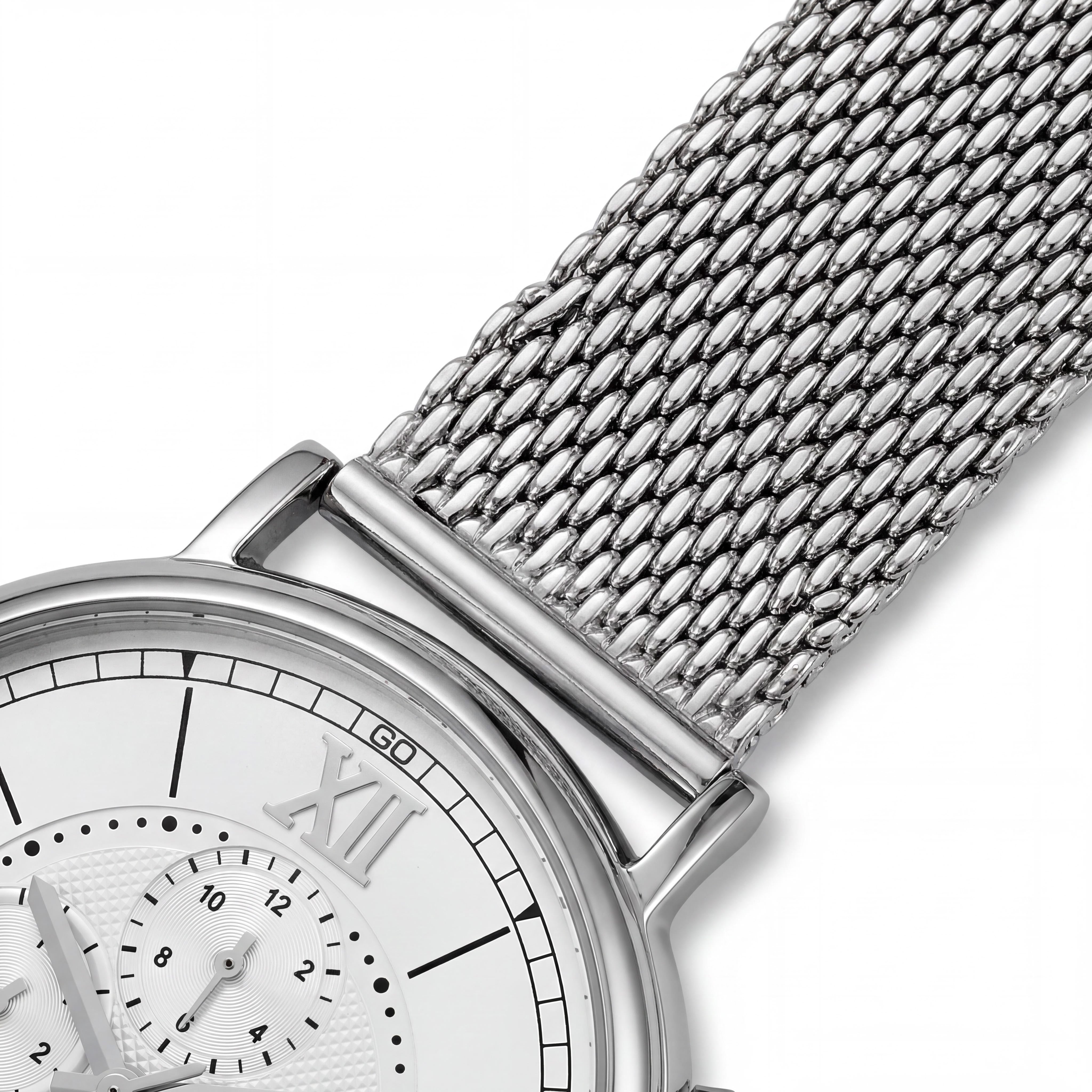 Christian Van Sant Men's CV1150 bracelet Automatic Stainless Steel Mesh Watch, White Dial, Water Resistant, Scratch Resistant Mineral, Photo 3
