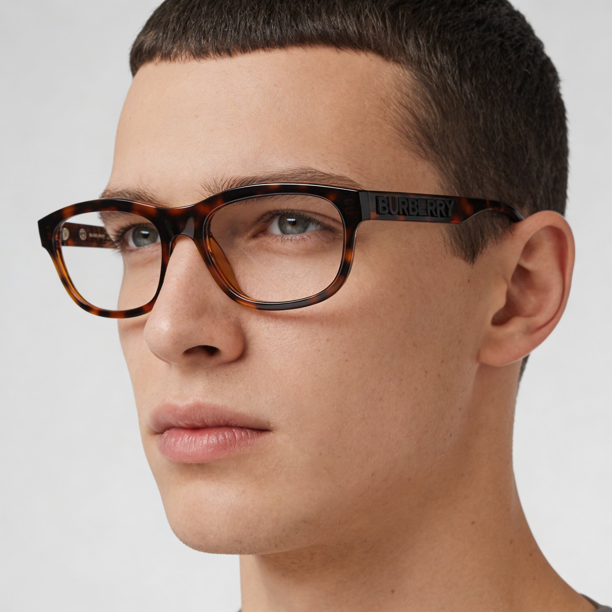 BURBERRY Men's Dark Havana Optical Eyeglasses Frames with Transparent Demo Lenses, Ready for Custom Prescription Lenses, Photo 4