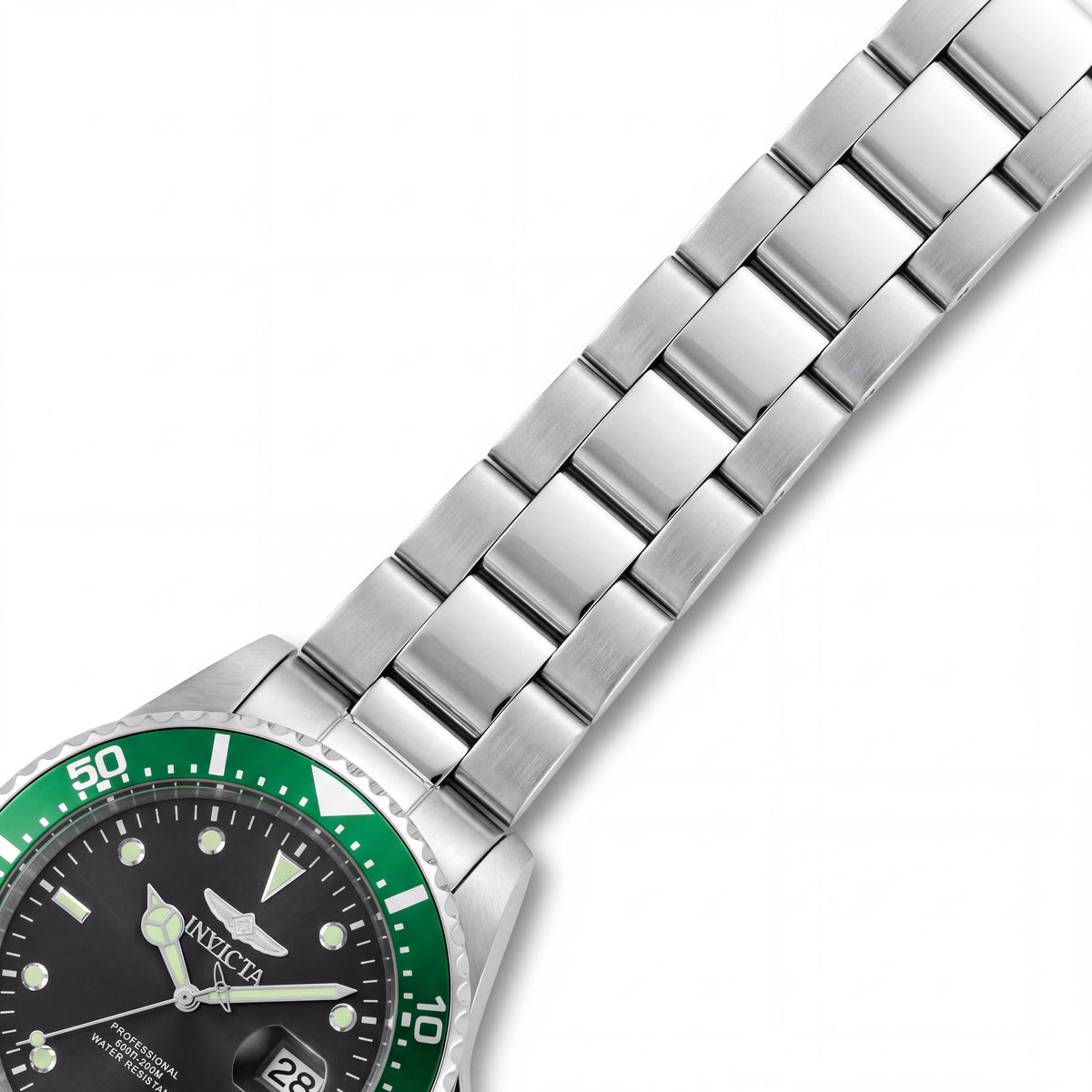 Invicta 22019 Men's Stainless Steel Green Dial Quartz Watch with Luminous Hands, Magnified Date & Unidirectional Bezel 43mm, Photo 2