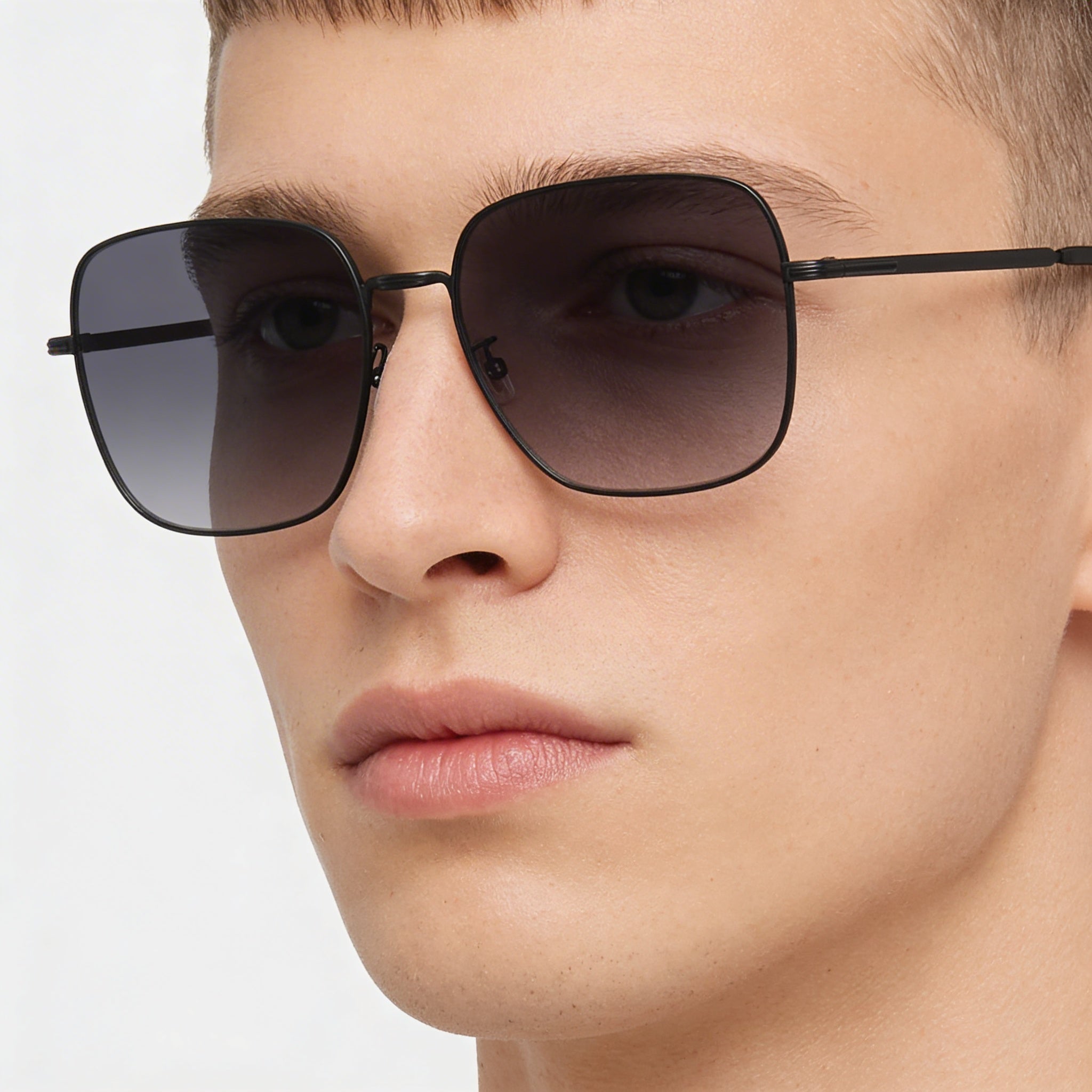 Hugo Boss Style & Expression Unisex Matte Black Grey Stainless Steel Square Sunglasses with Dark Grey Shaded Lenses 59mm, Photo 4