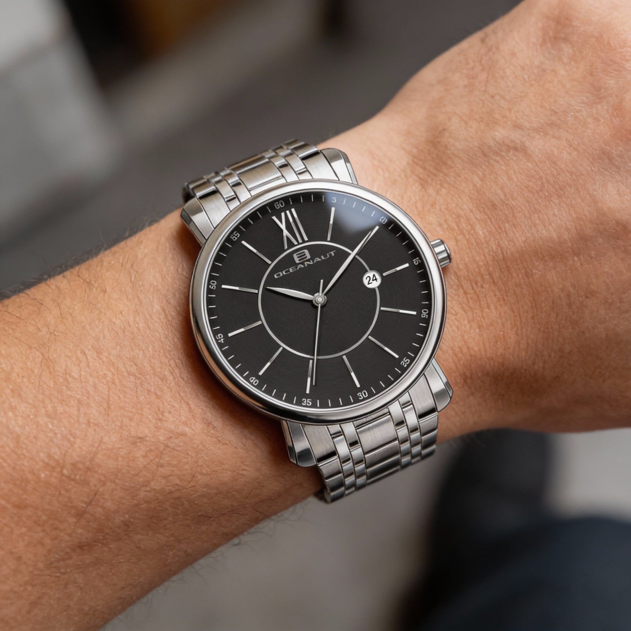 Oceanaut Men's bracelet Black Stainless Steel Quartz Water Resistant Scratch Resistant Watch, Photo 3