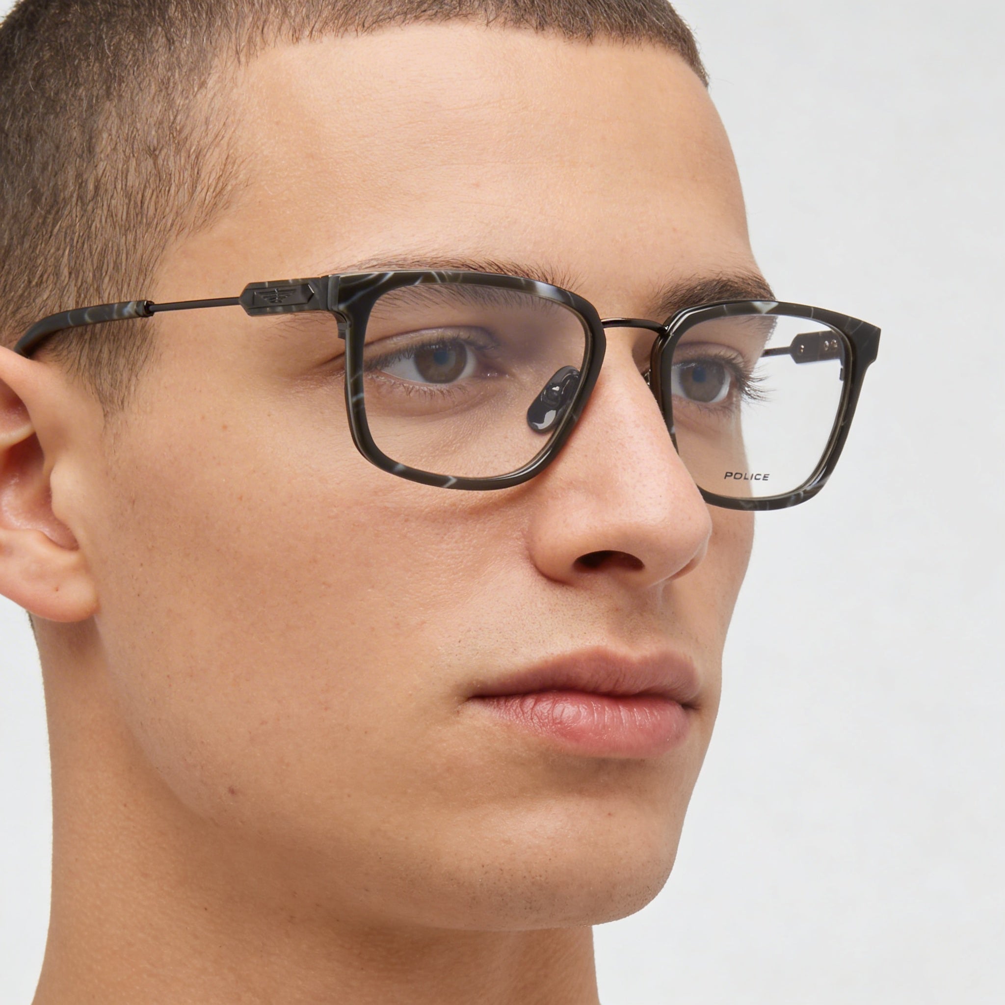 Police Classic Men's Shiny Gun Frame Plastic Lens Eyeglasses, Photo 3