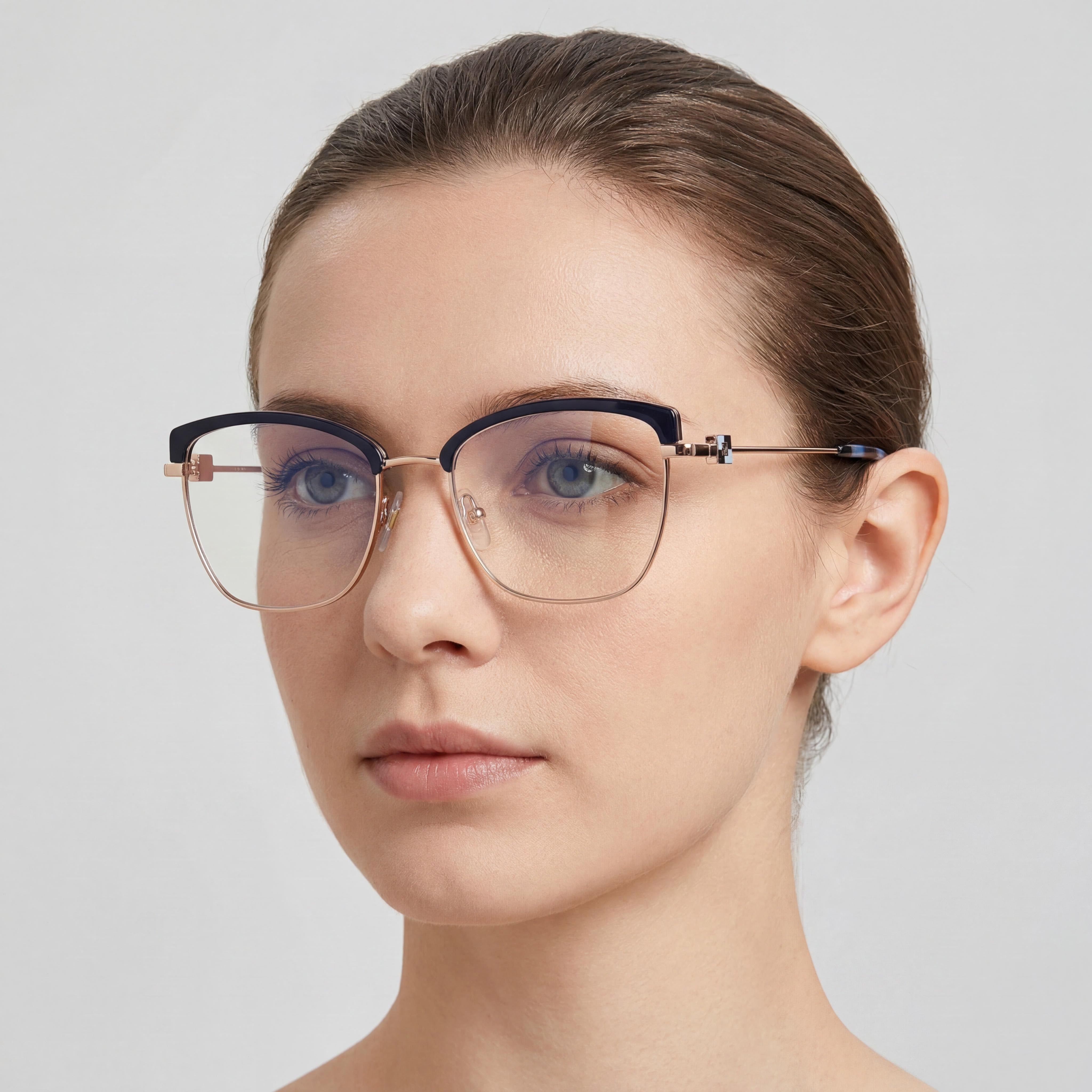 Gafas de sol Carolina Herrera HER 0243 clásicas de metal azul dorado con lentes multicolor de 53 mm para mujer, Photo 5
