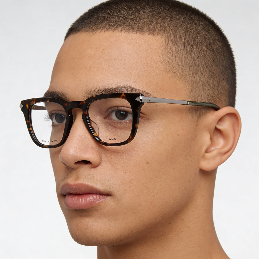 Gafas de sol modernas rag & bone para hombre con montura de acetato color habana y lentes de policarbonato de 48 mm