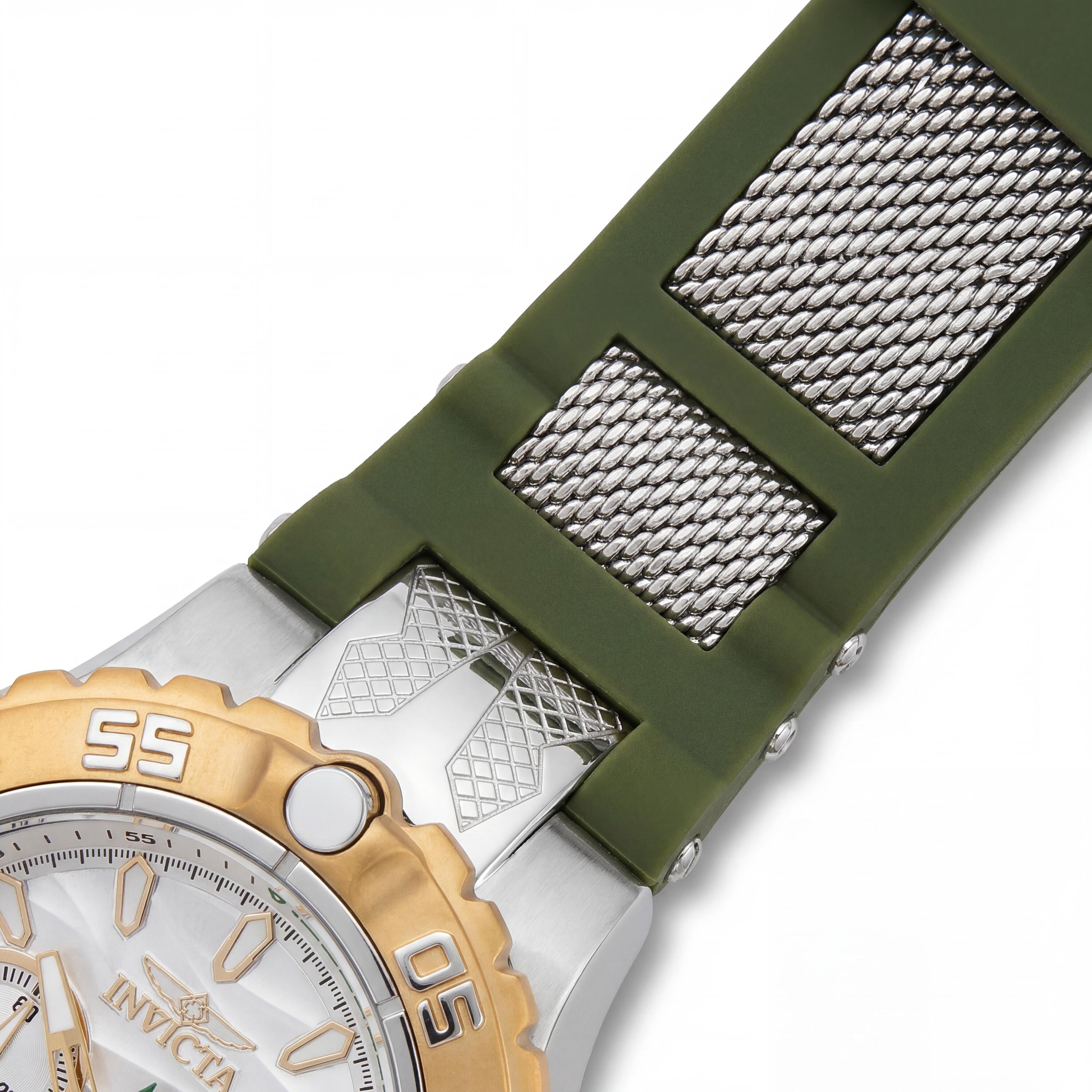 Invicta Subaqua - Poseidon 48554 Men's 55mm Quartz Chronograph Watch, Silver Dial, Stainless Steel, Silicone Strap, Photo 3