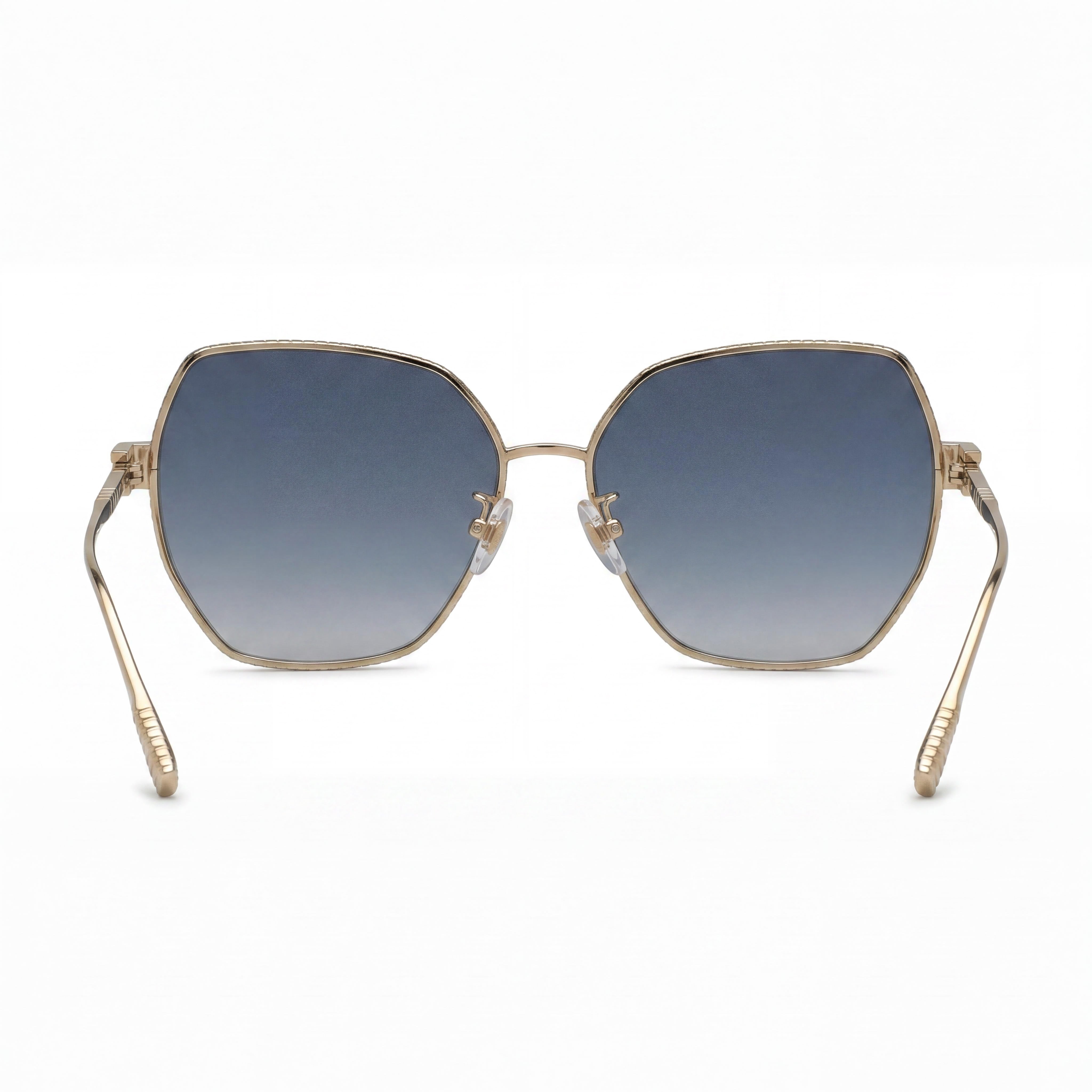 Chopard Schl28m Sunglasses for Women, Shiny Camel Titanium Frame with Blue Gradient Blue Lenses, 59mm, Photo 4