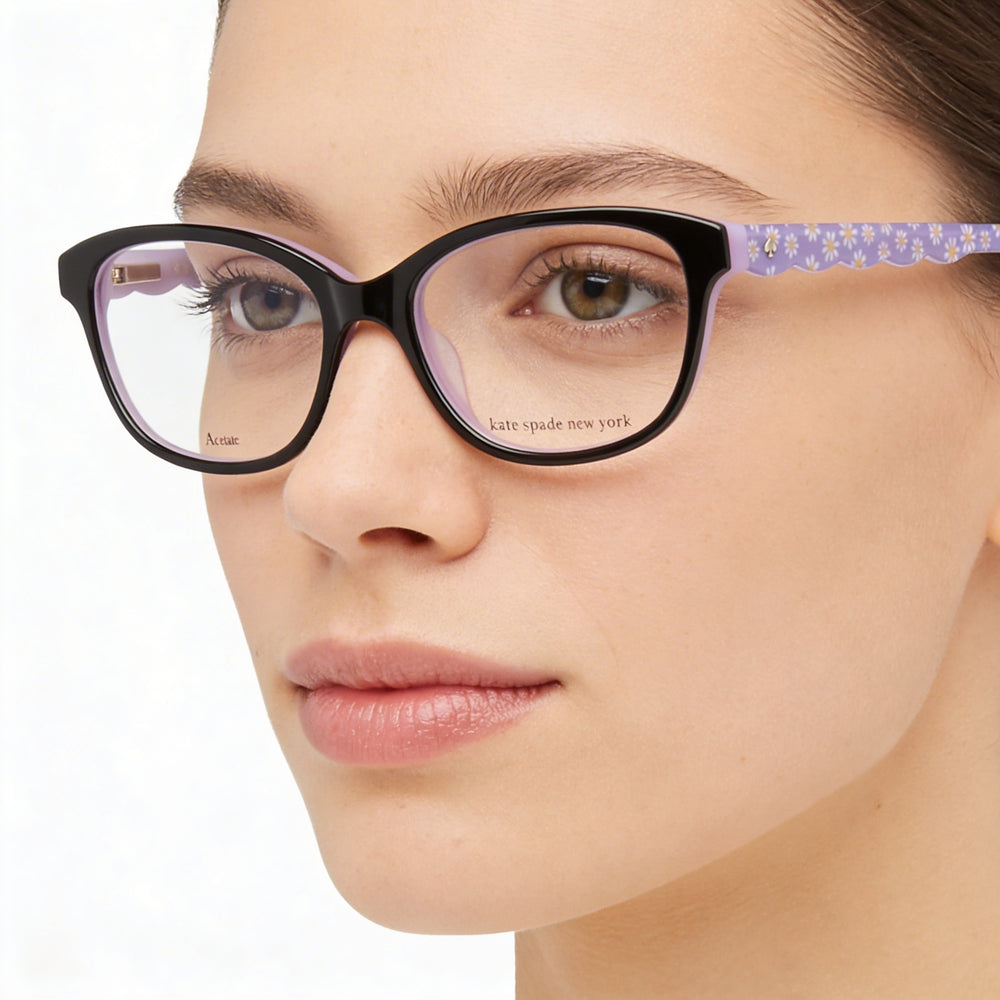 Kate Spade New York Modern Unisex Acetato Negro Brillante Negro Lila Sin Gafas 48mm