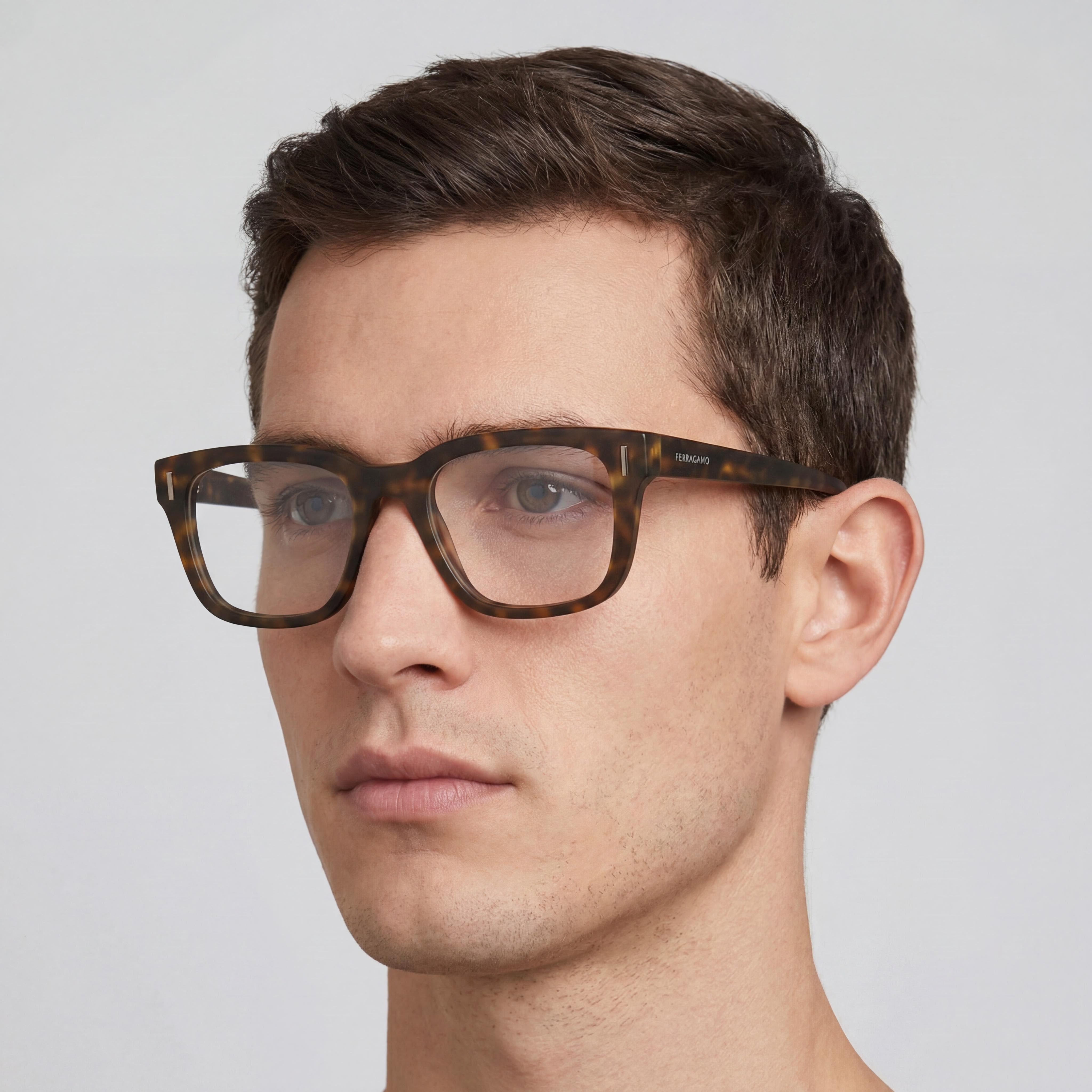 Ferragamo Sf2996 Men's Dark Tortoise Acetate Optical Frame Eyeglasses with 54mm Lens, 20mm Bridge, 145mm Temple, Photo 3