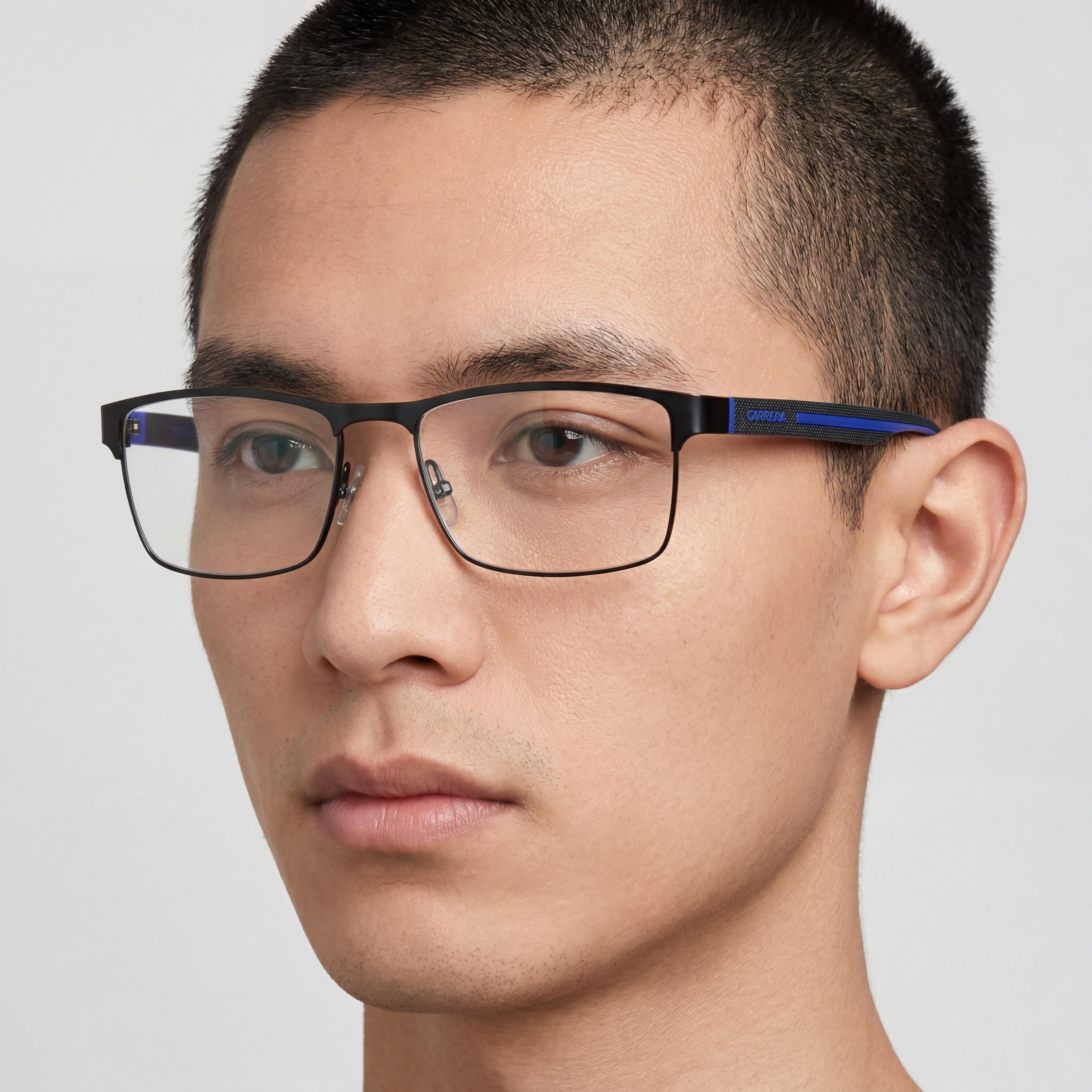 Gafas ópticas unisex Carrera Carrera 8884 con montura de acero aleado en acabado negro azul, talla 55, Photo 4