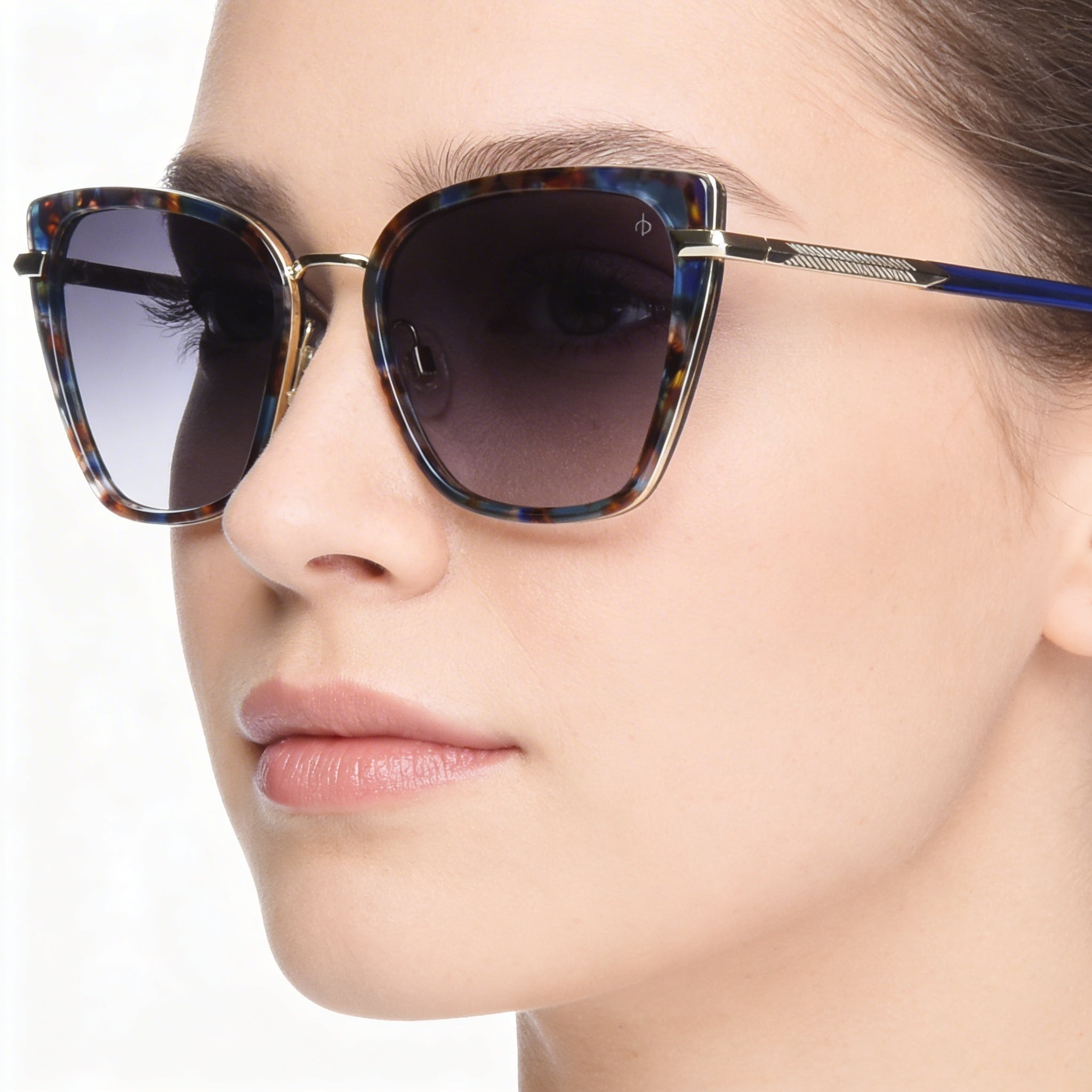 rag & bone Classic Women's Plastic Frame Sunglasses in Blue Havana with Polycarbonate Lenses, UV Protection, 56mm, Photo 5