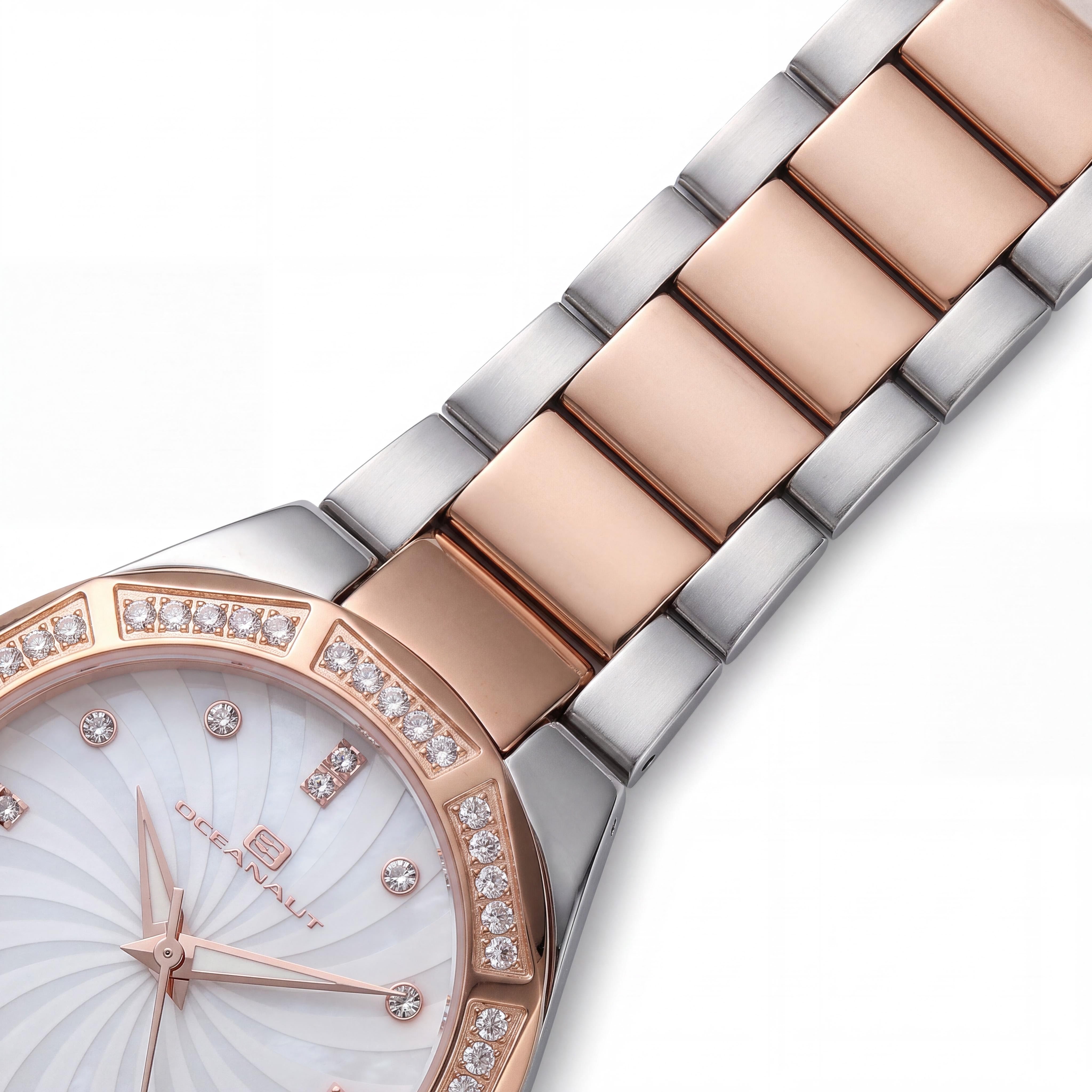 Oceanaut OC0251 Athena Women's Watch, White Mother of Pearl Dial with Crystal-Embellished Bezel and Markers, Photo 3