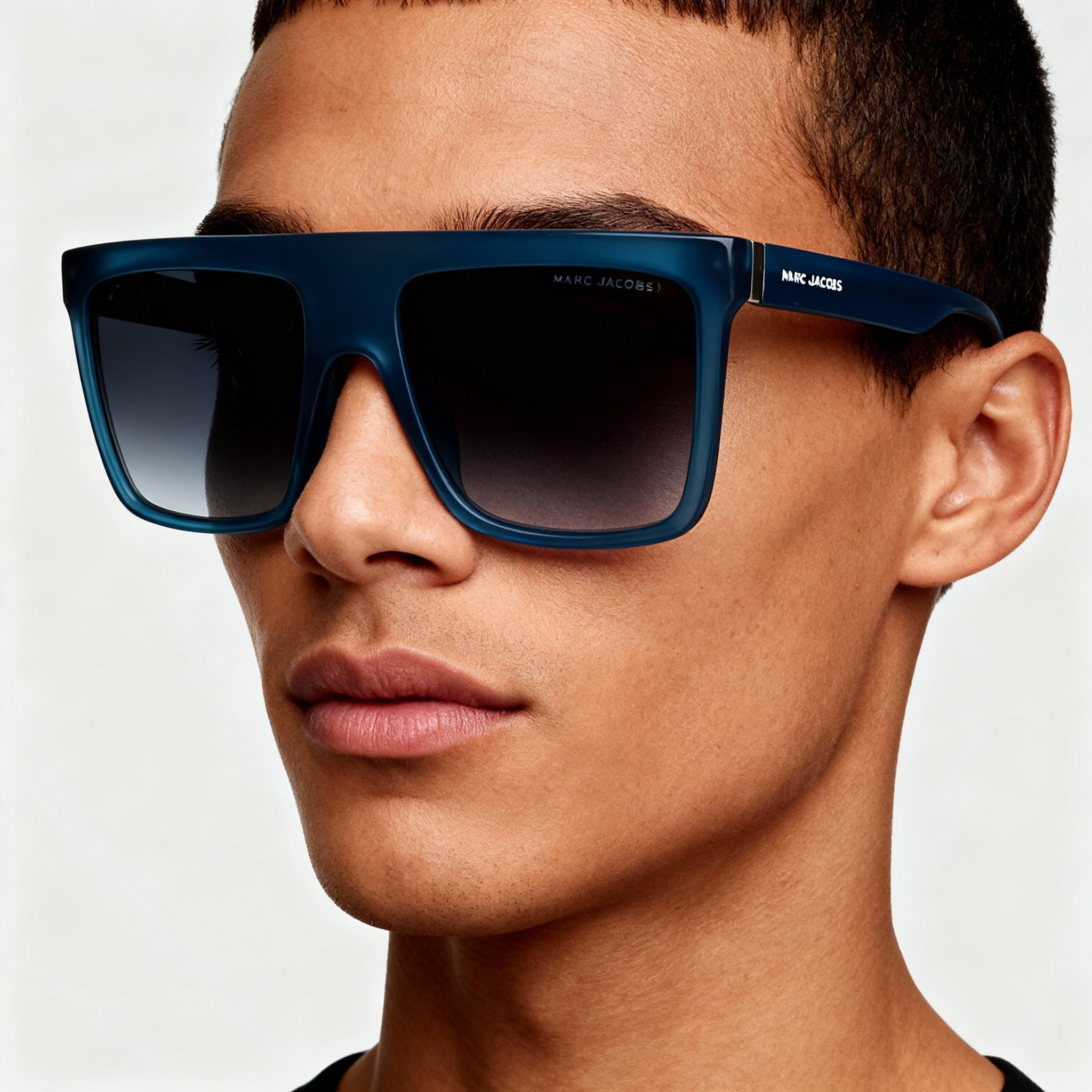 Marc Jacobs Classic Unisex Grey Plastic Browline Frame Blue Non-Polarized UV Protection Sunglasses 57mm, Photo 3