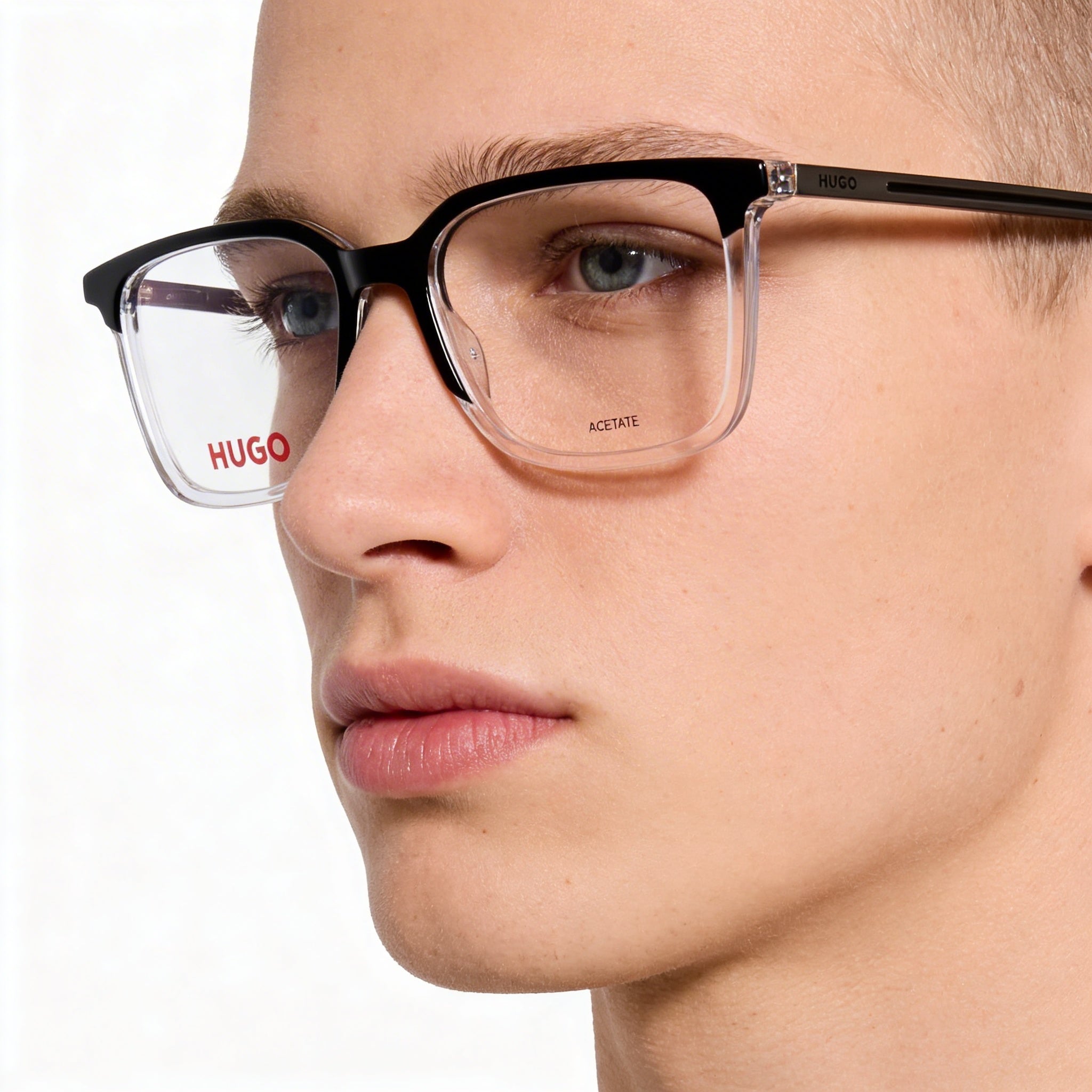 Hugo Boss Modern Unisex Acetate Black Crystal Frame Non- Polycarbonate UV Protected Eyewear 53mm, Photo 3
