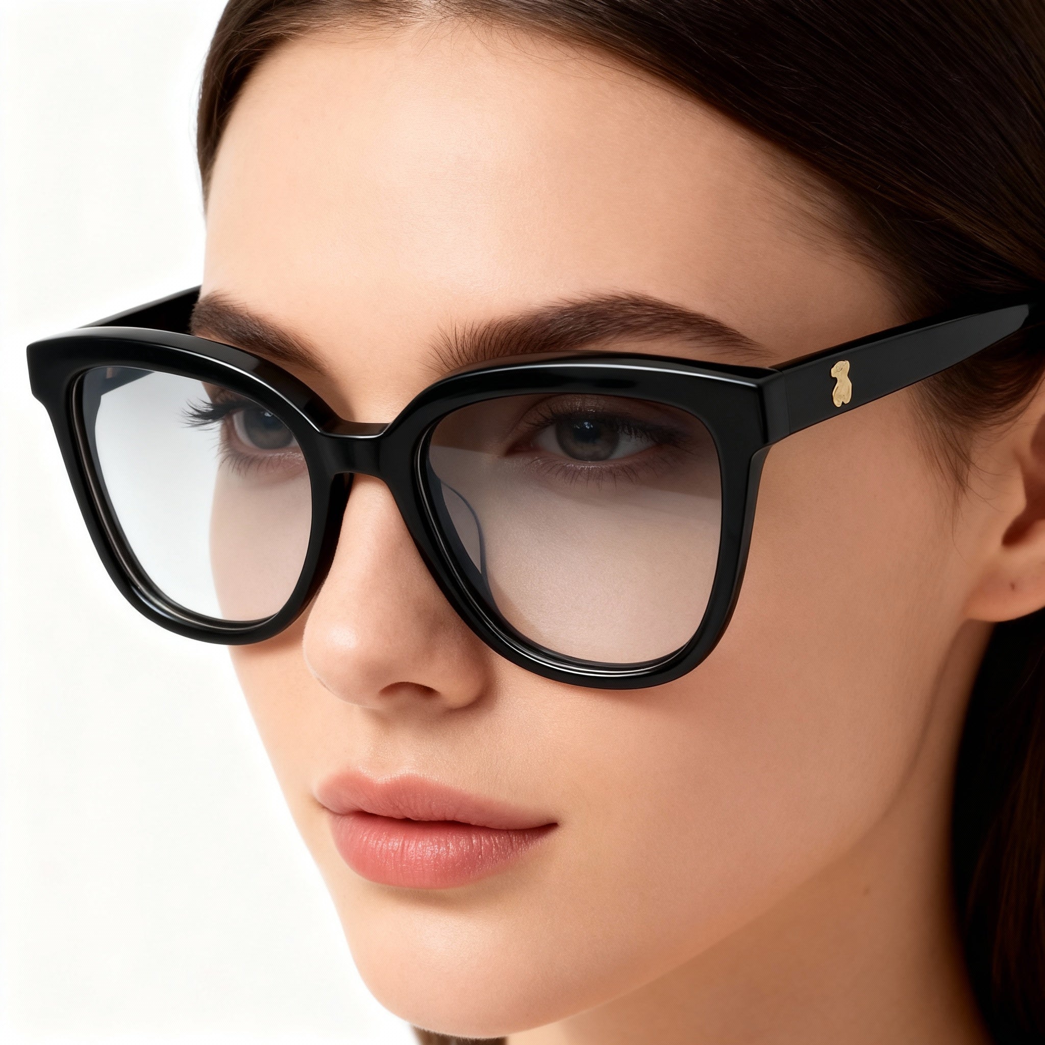 TOUS Women's Cat Eye Casual Fashion Glossy Black Acetate Optical Frames 50-17-135, Photo 4