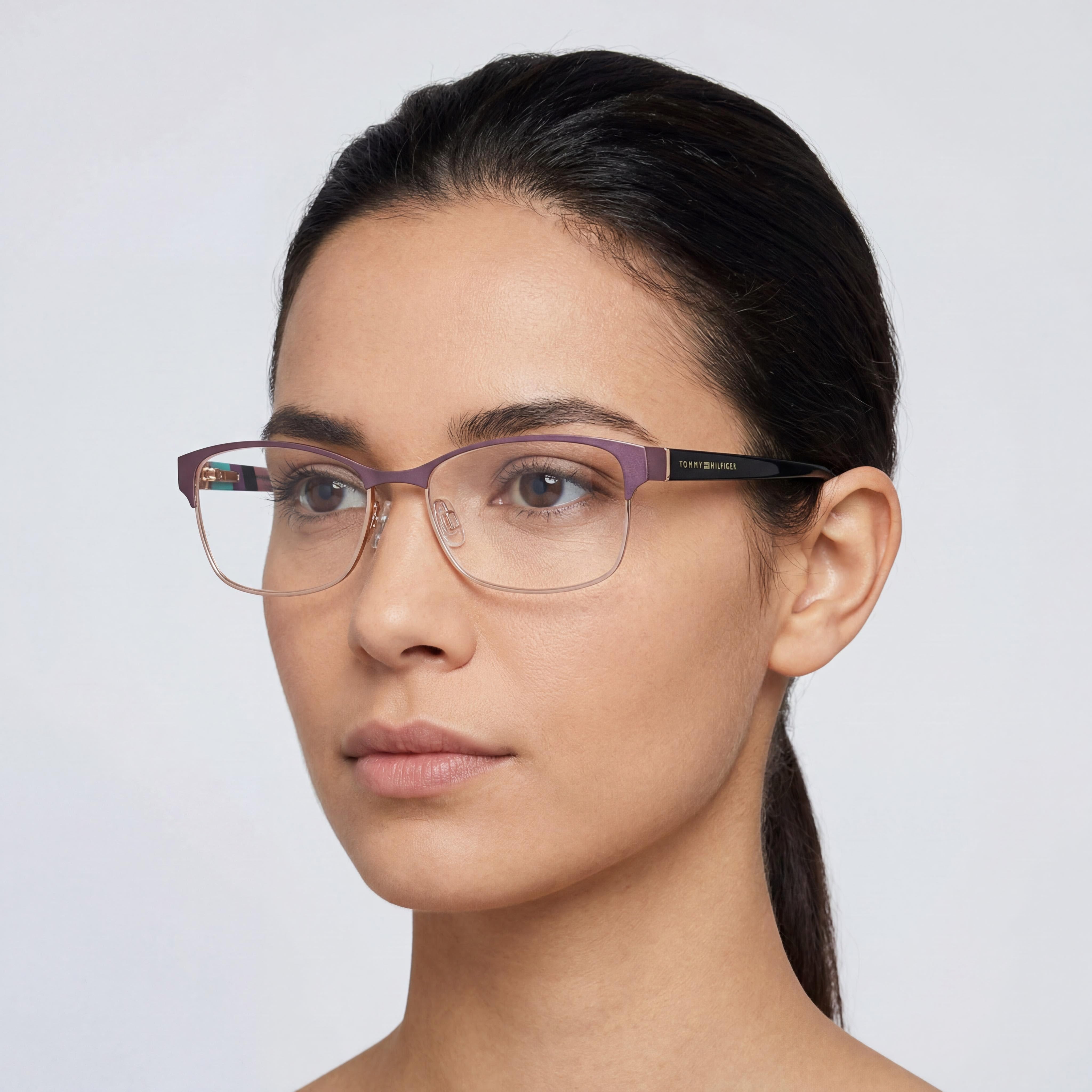 Gafas de mujer Tommy Hilfiger TH 1684 de acetato cobre dorado, montura cuadrada de acero inoxidable, sin 52 mm, Photo 4