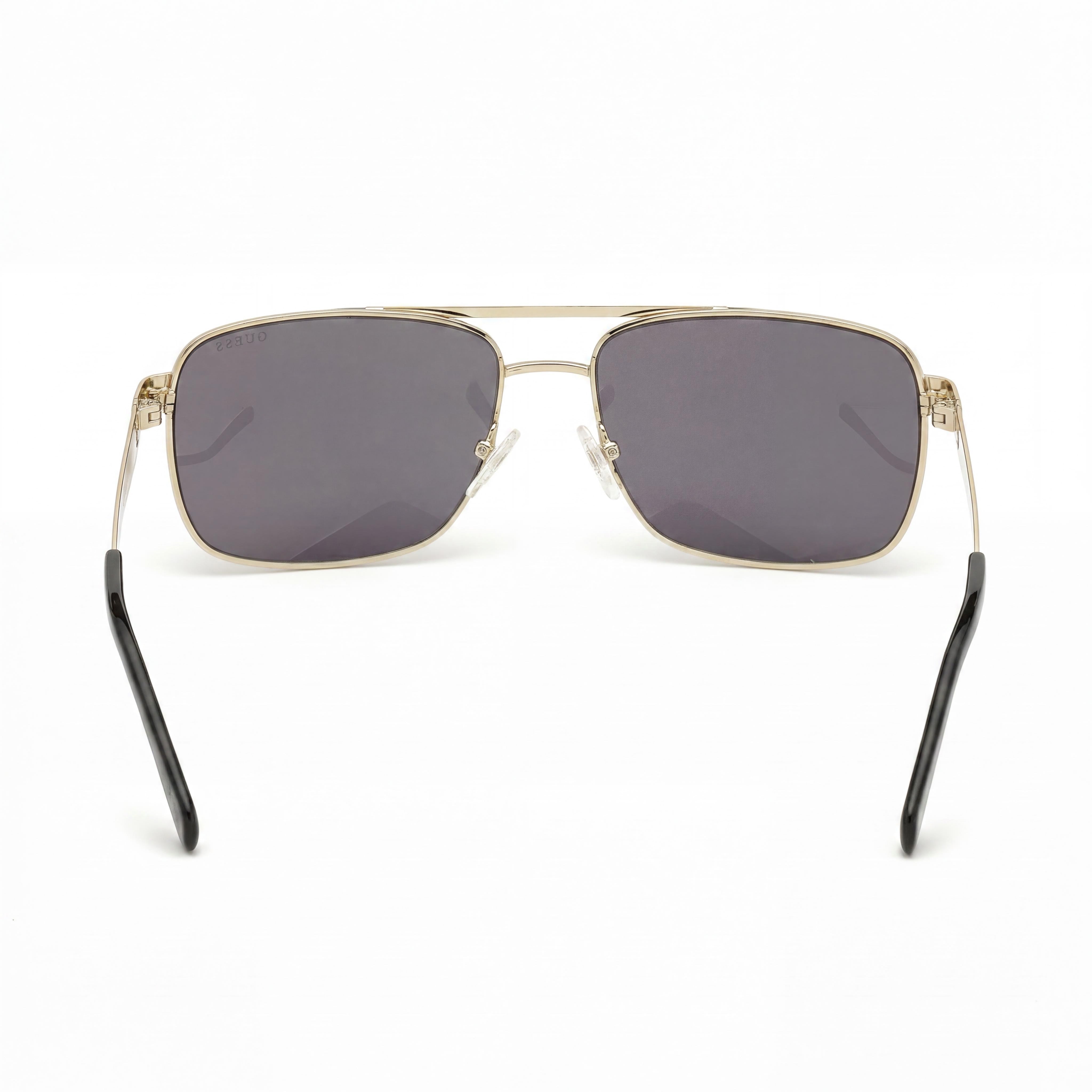 GUESS Gafas de sol contemporáneas para hombre, doradas brillantes, degradado oliva, metal, degradado marrón grisáceo espejado, 100 % UV, 58 mm, Photo 4