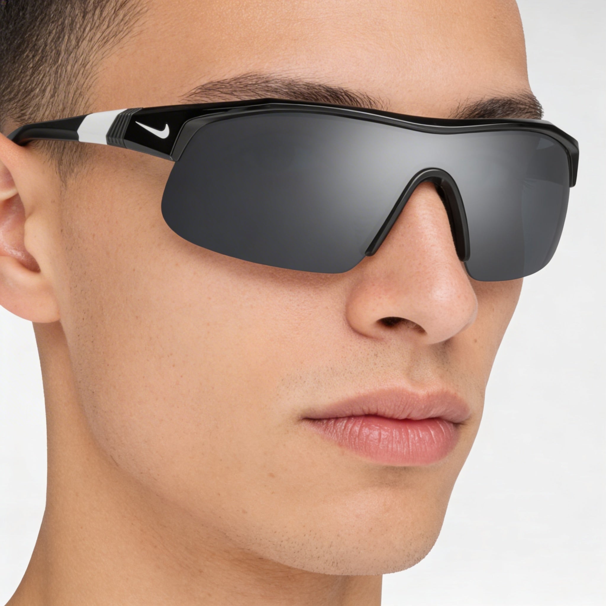 Nike Comtemporary Men's Plastic 100% UV Protection Sunglasses Black Silver Flash Frame, Silver Lenses 58mm, Photo 5