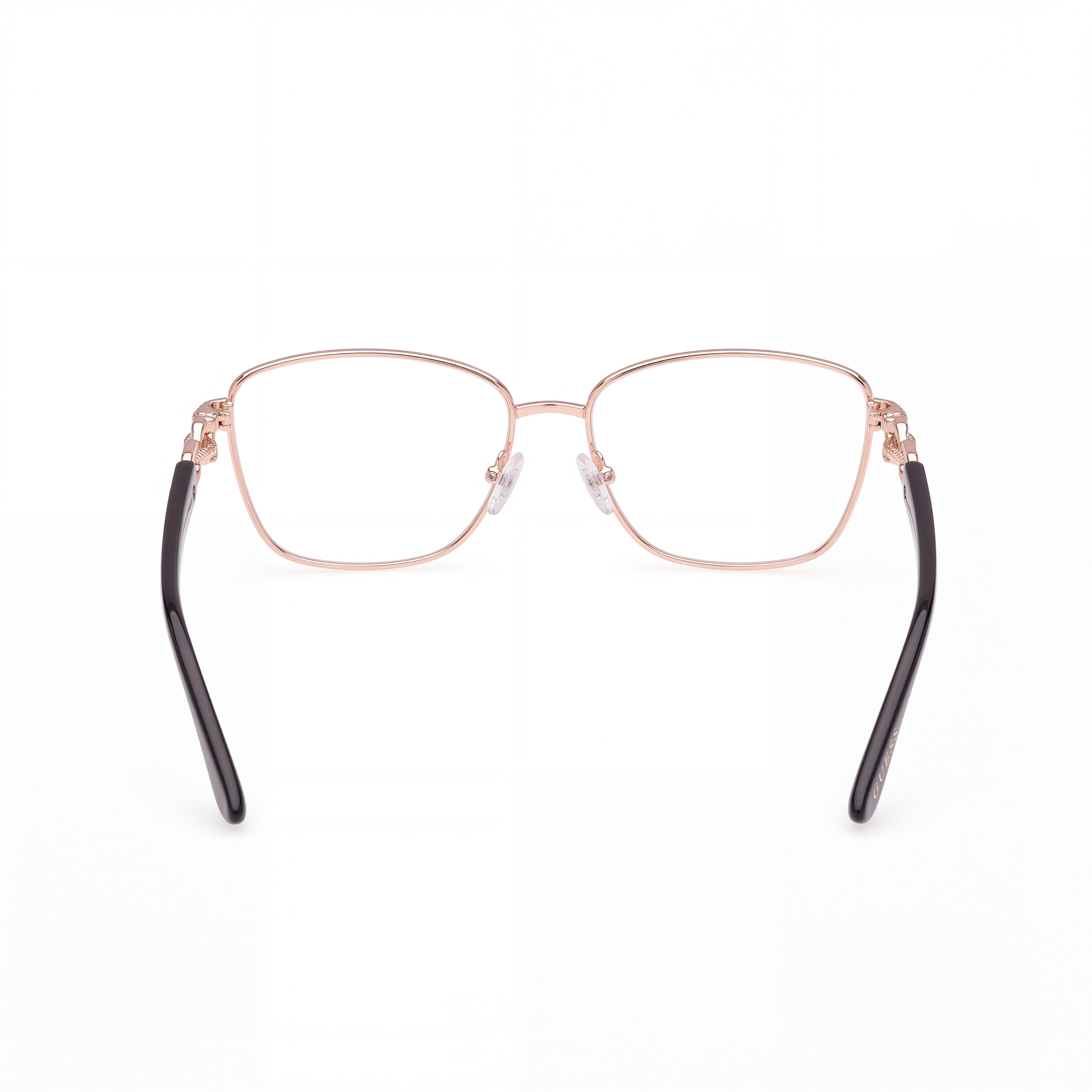GUESS GU50179 Gafas de Metal a la Moda para Mujer, Oro Rosa / Negro, Lentes No Transparentes, Talla 55/14/140, Photo 3