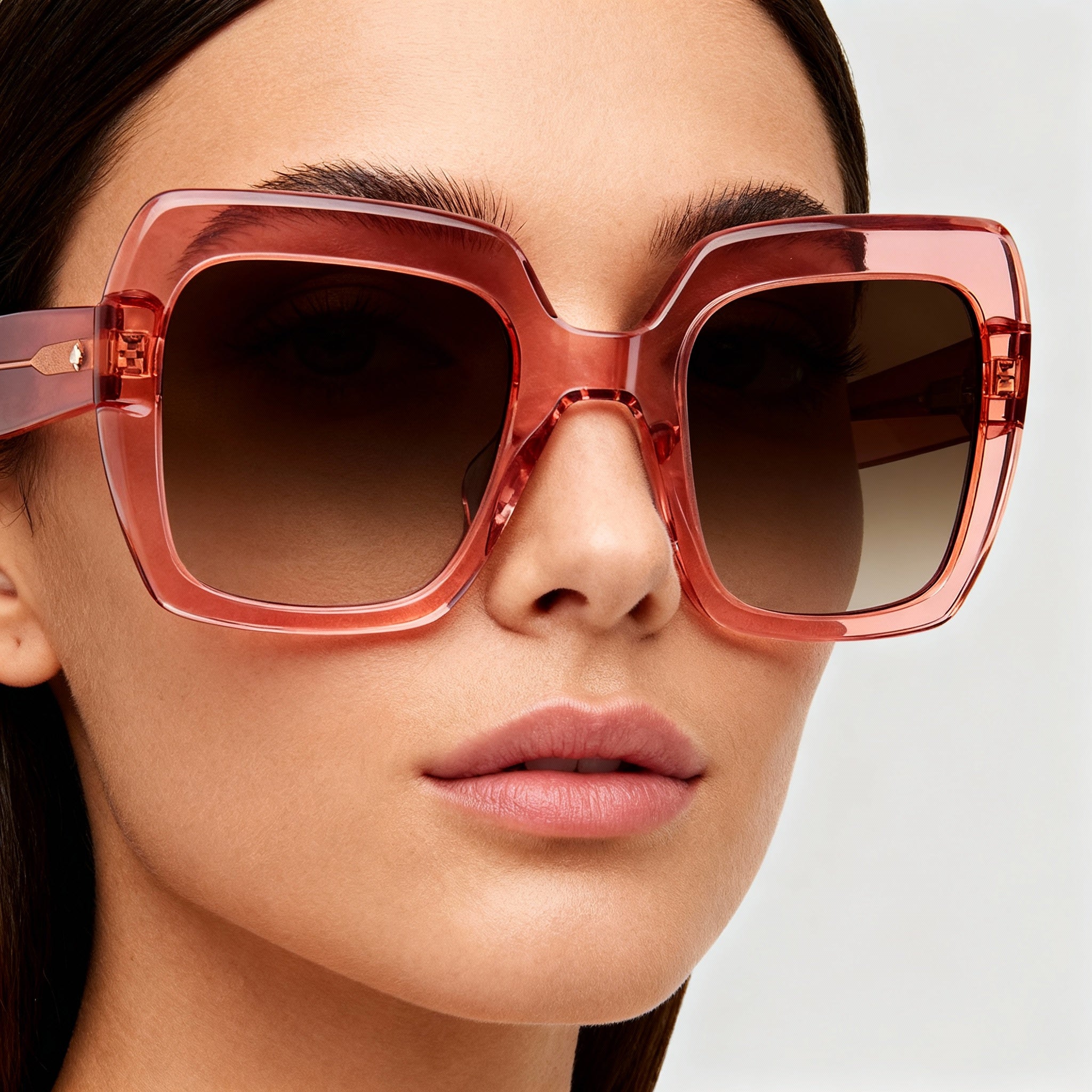 kate spade new york NAOMI/S Women's 52mm Square Acetate Sunglasses, Peach Frame, Dark Brown Shaded Non-Polarized Lenses, Photo 3