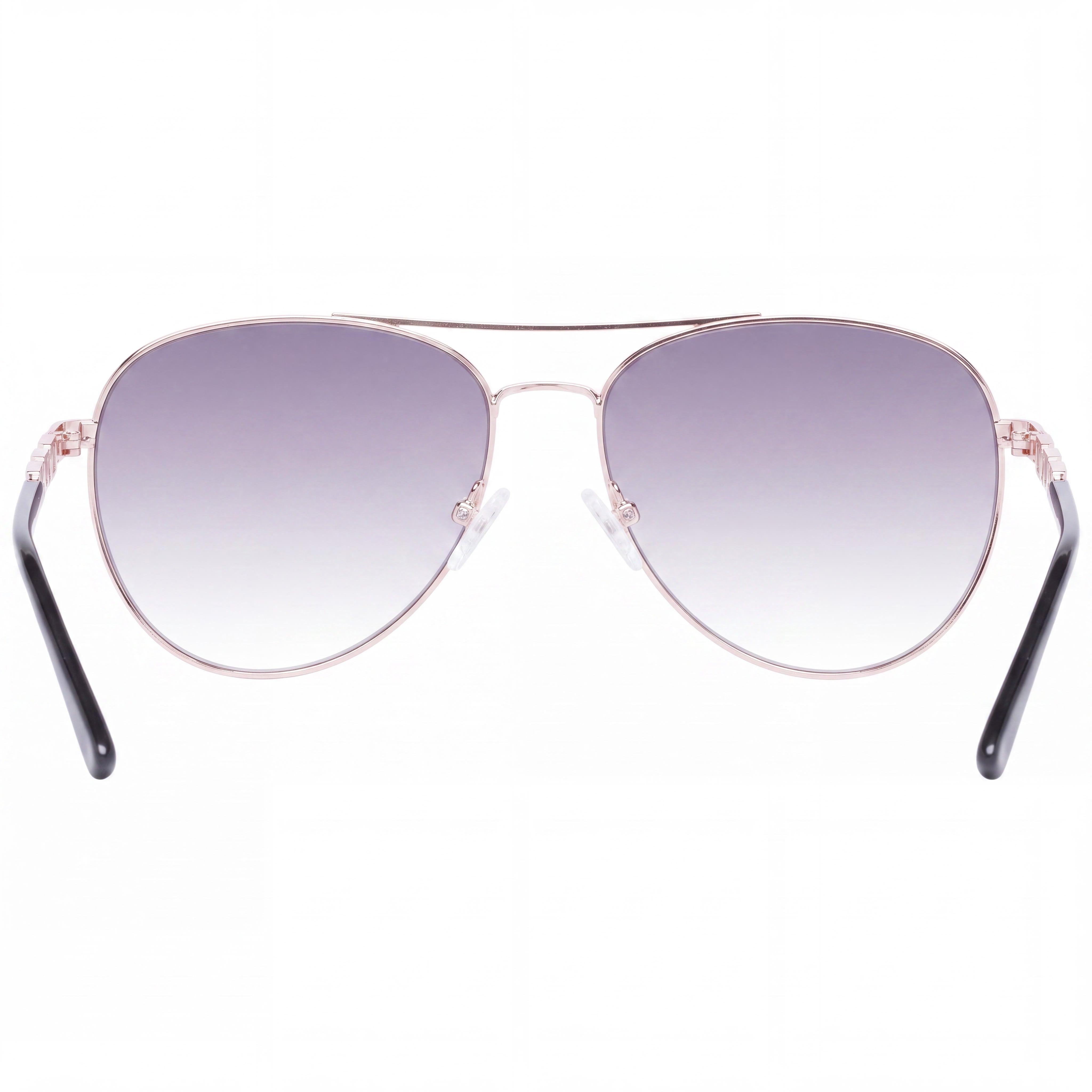GUESS Gf6143 Women's Pilot Sunglasses with Rose Gold Plastic Frame, Gradient Smoke Lenses, 100% UV Protection, 59mm, Photo 3